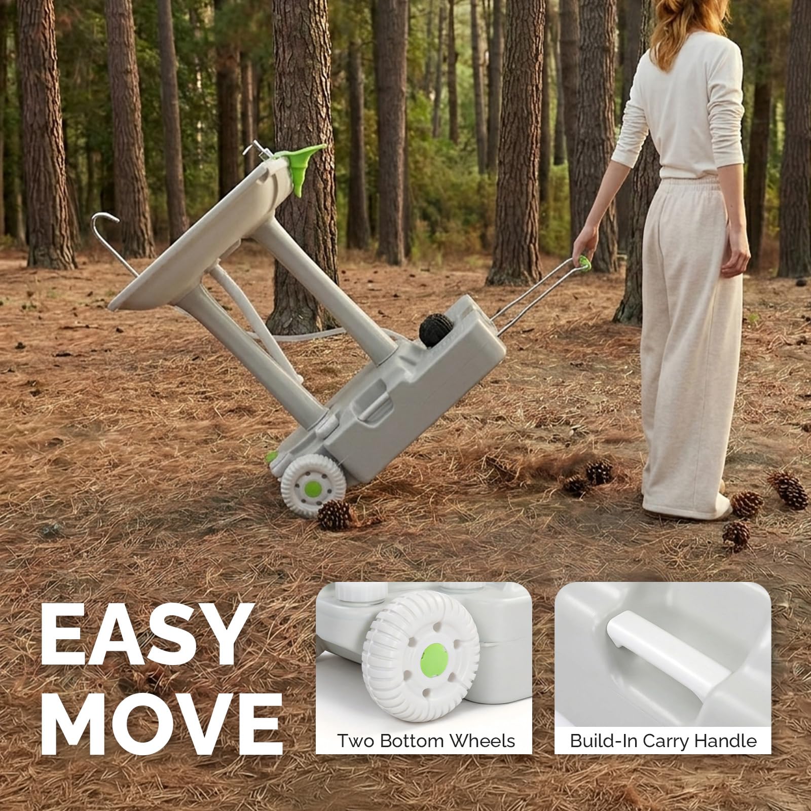 VINGLI Upgraded Portable Sink| Rolling Hand Wash Basin Stand with Towel Holder & Soap Dispenser & Wheels, Perfect for Garden/Camping/Outdoor Events/Gatherings/Worksite/RV/Indoor