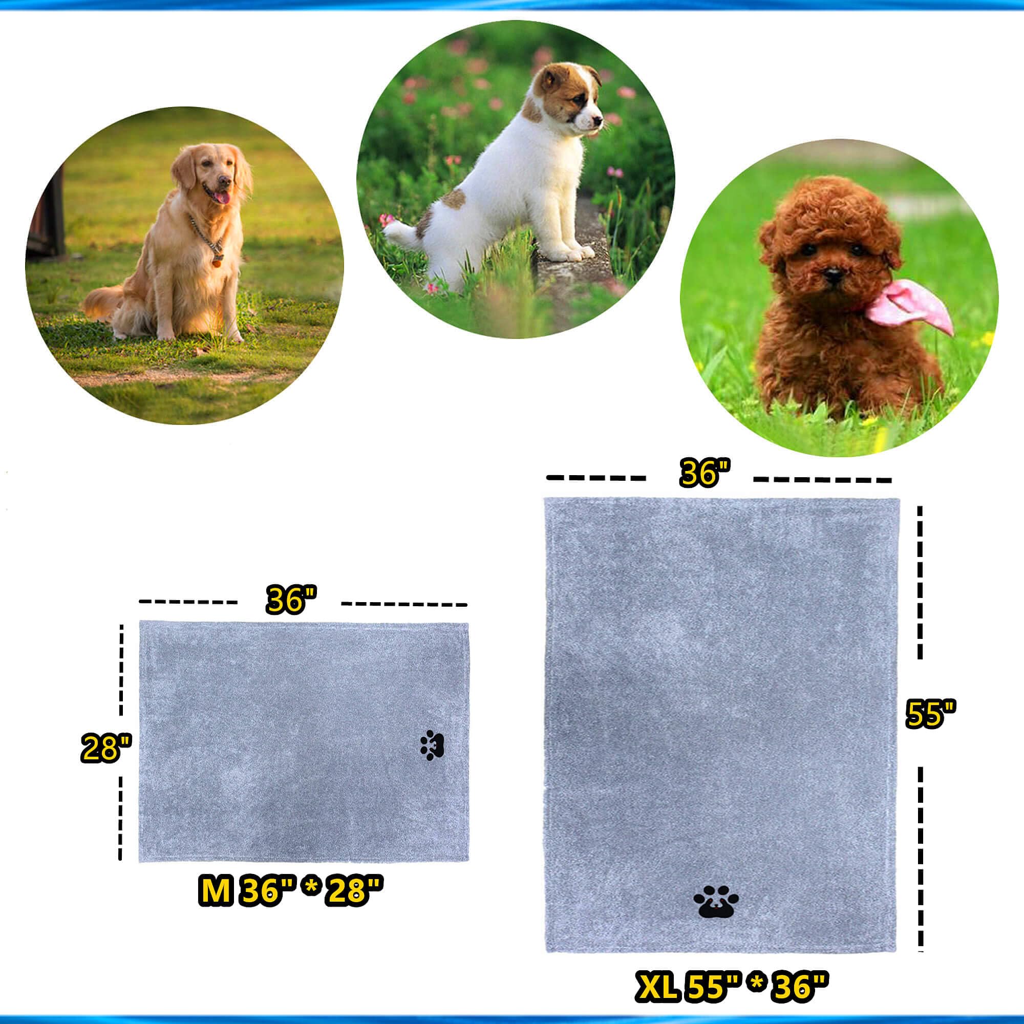 Dogvingpk Medium Dog Towel 4 Pack, Super Absorbent Soft Quick Drying Microfiber Pet Bath Towels for Medium & Small Dogs (M-36" * 28", 2Grey and 2Brown)