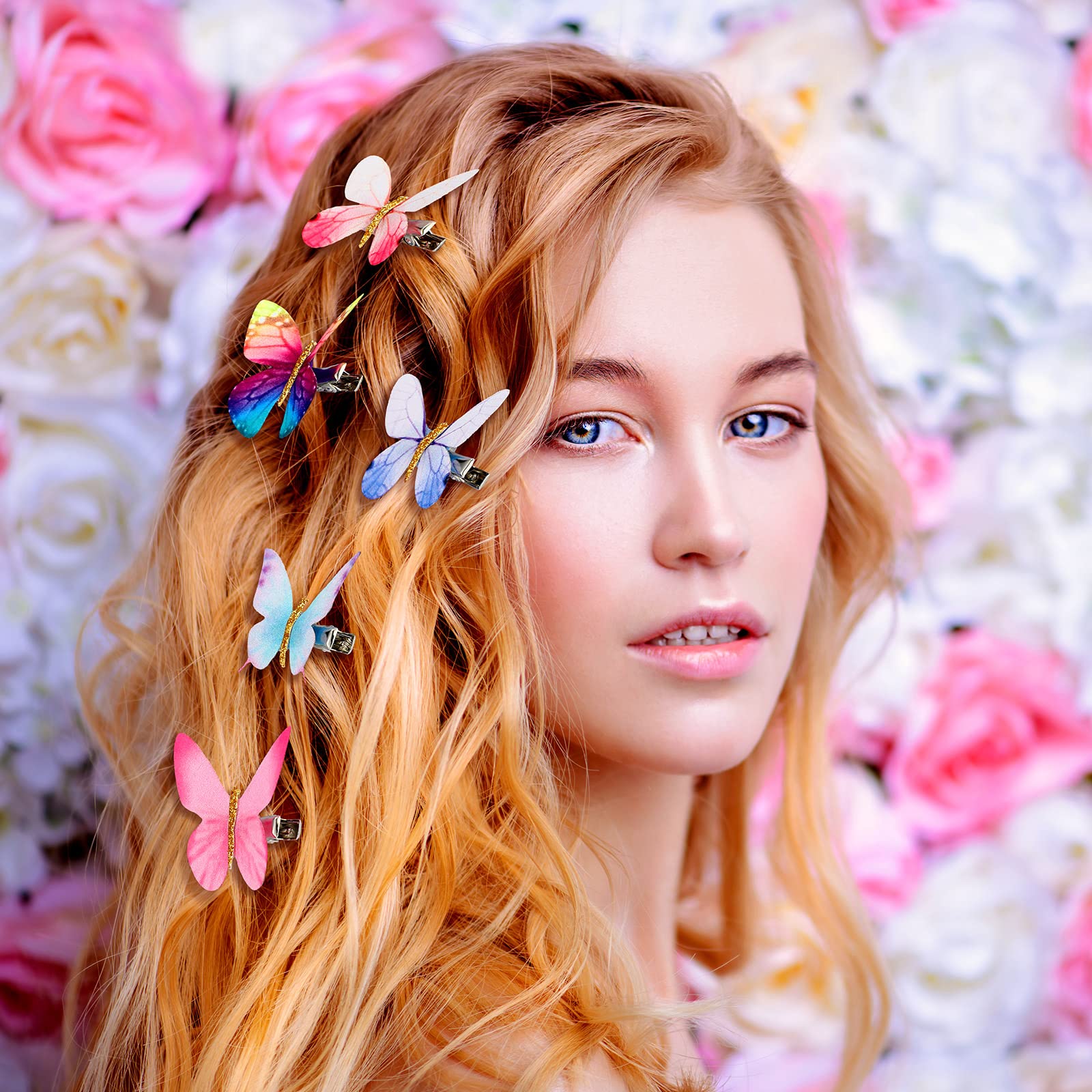 Boao 18 Pieces Glitter Butterfly Hair Clips for Girls Teens Women Hair Accessories (Bright Style)