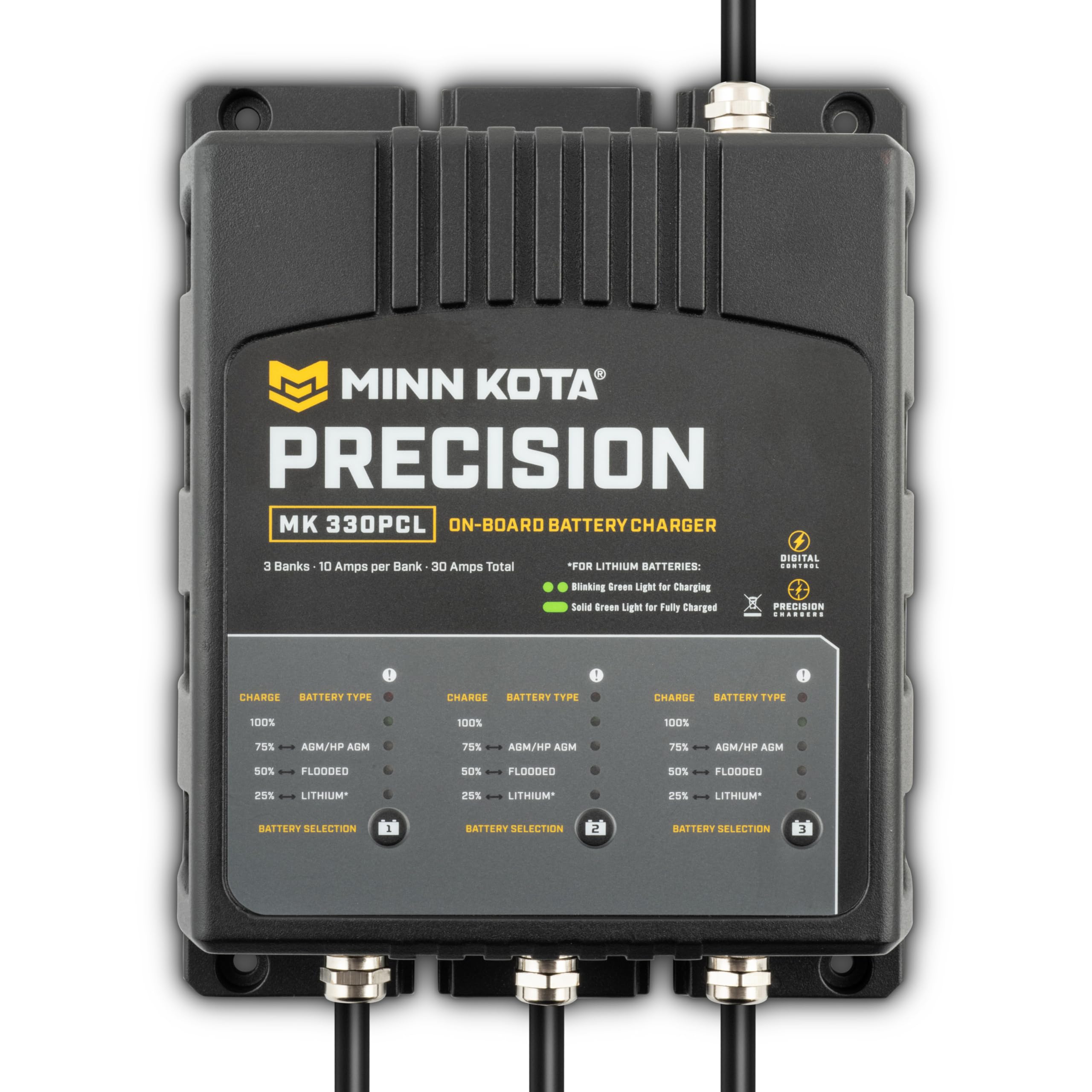 Minn Kota Precision MK-212PCL On-Board Marine Battery Charger – 2 Banks, 6 Amps Each