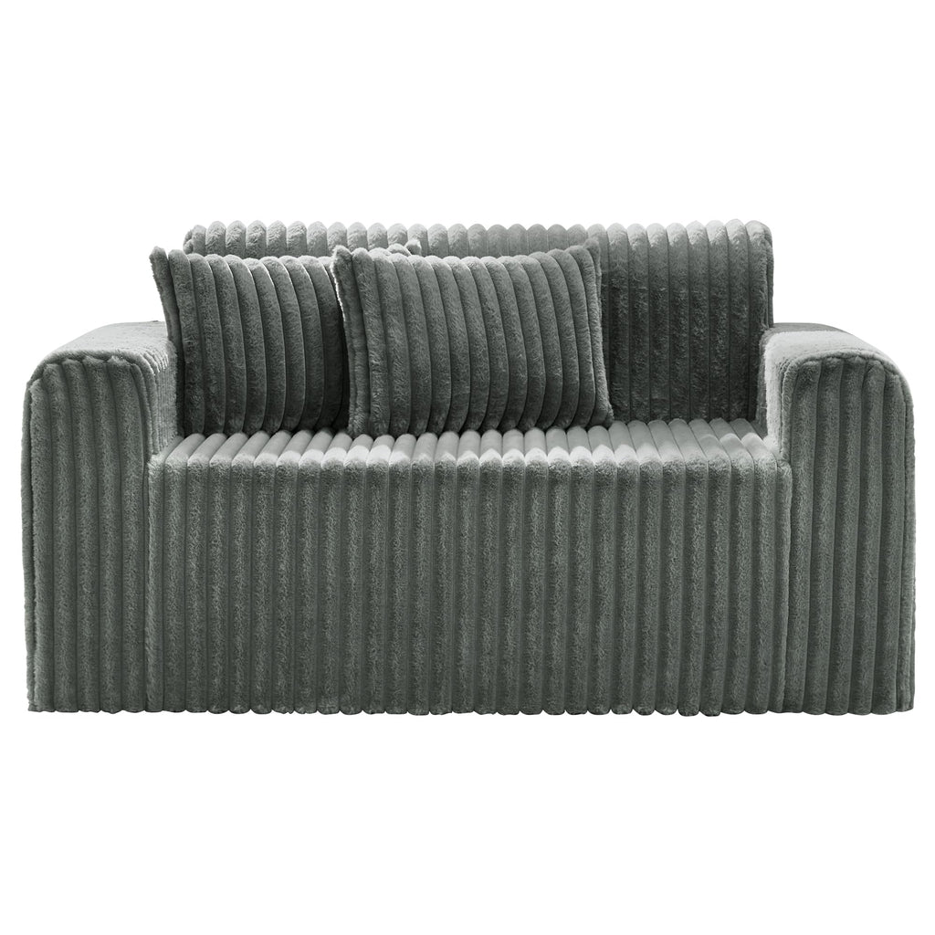 Hobestluk Single Sofa Foam Couch Sofa for Small Spaces Comfy Sofas with Removable Cover Furry Couch with Pillows for Living Room, Bedroom, Apartment, Office (Black, Standard)