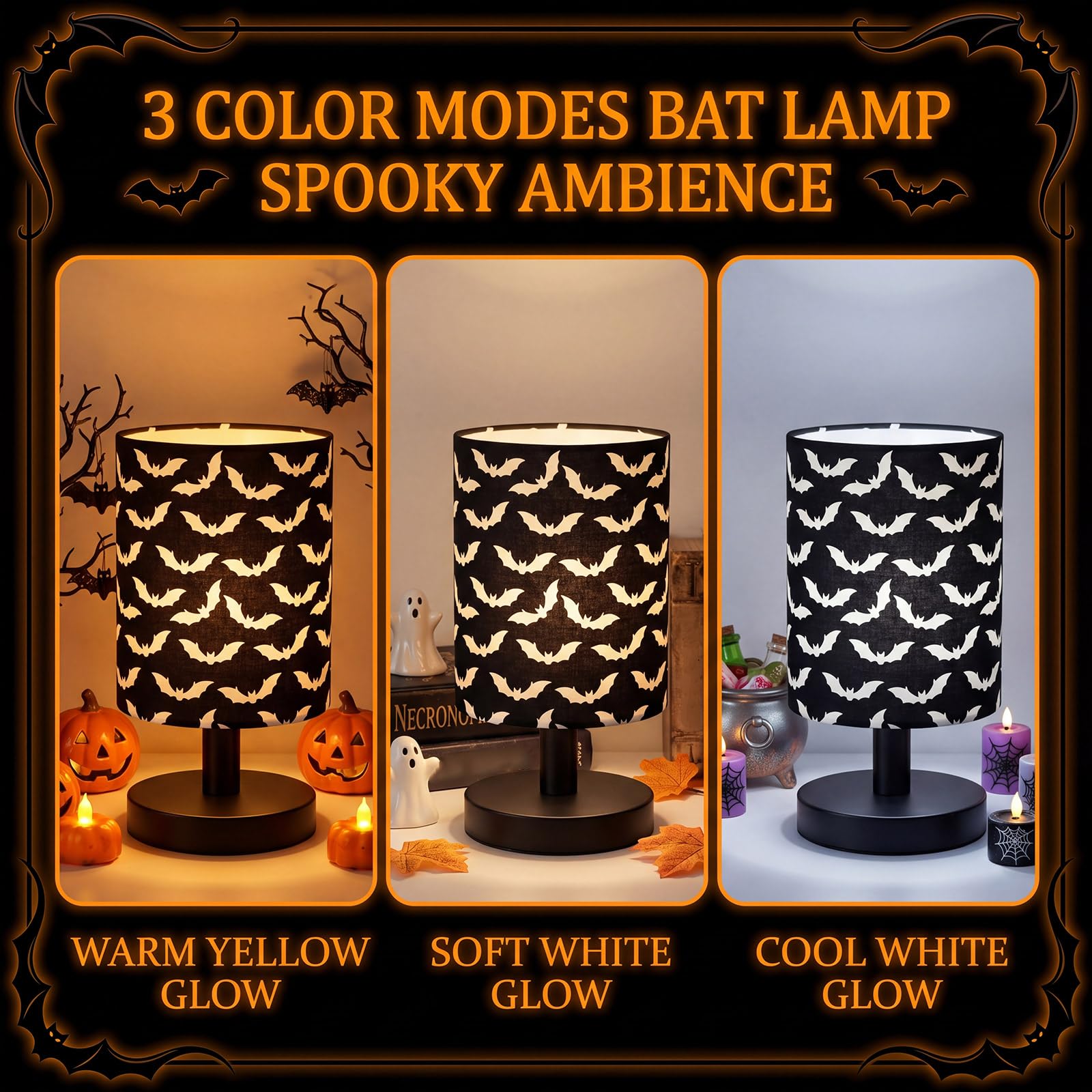 VIHOSE Woodland Animals Kids Table Lamp for Bedroom Kids Bedside Lamp with Linen Wooden Nightstand Cartoon Nursery Lampshade for Girls Boys Living Room
