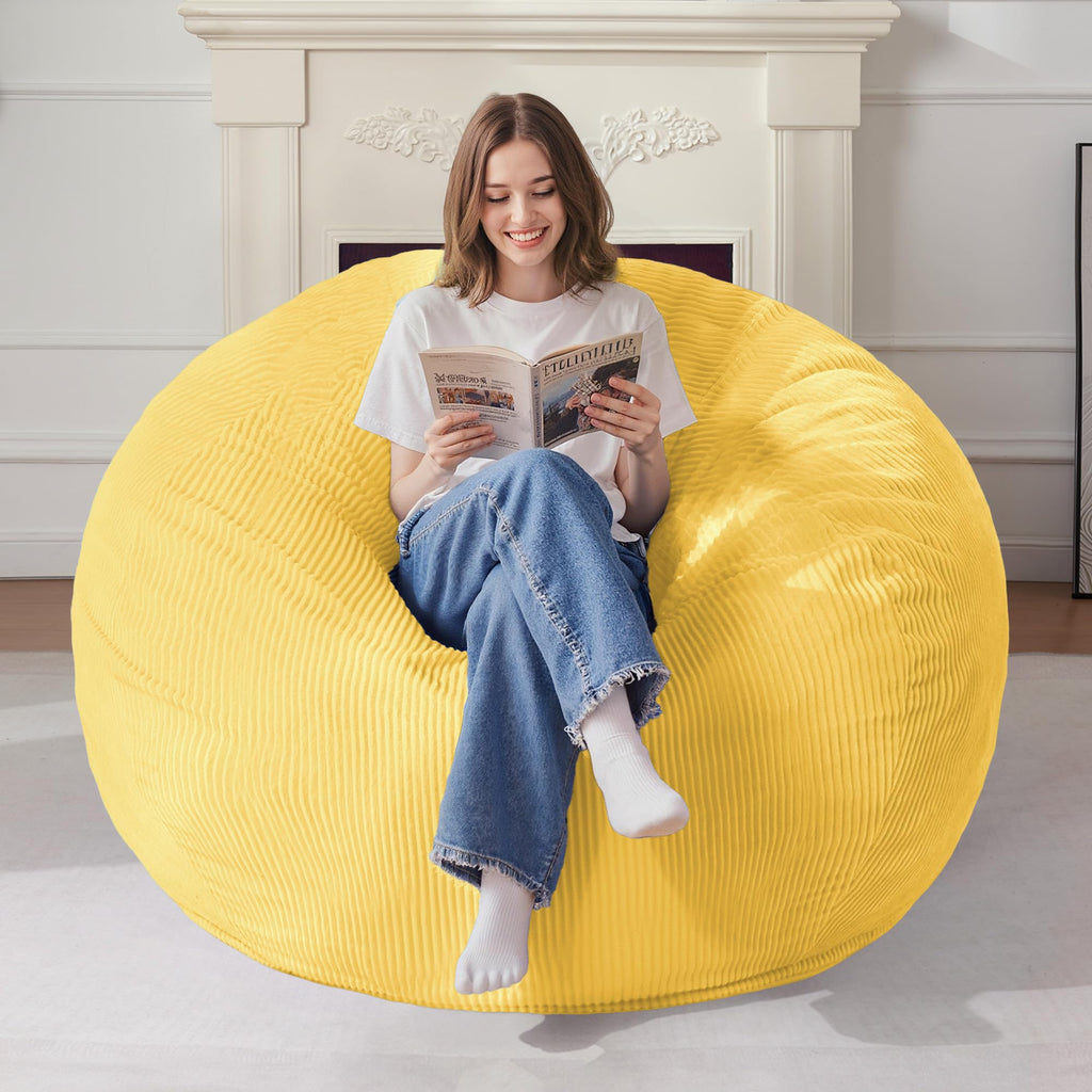 Homguava Bean Bag Chair,Teardrop Bean Bags Small Beanbag Chair with Memory Foam Filled and Ultra Soft Corduroy Cover for Living Room, Bedroom (Black 2FT)