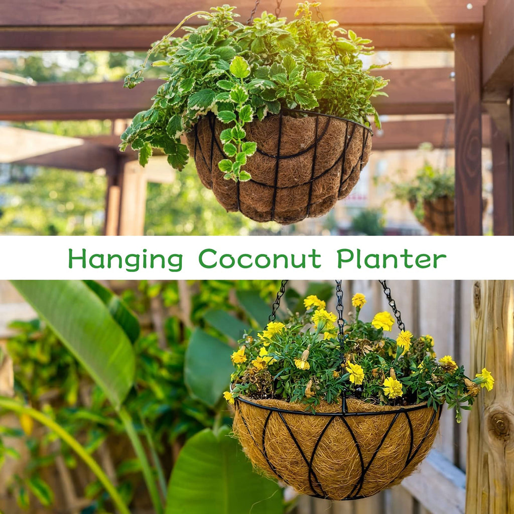 Riare 2 Pack 12 Inch Round Coco Liners Replacement, 100% Natural Coconut Coir Liners for Hanging Baskets, Garden Flower Vegetables Planter Pot, Window Box, Fence, Decks