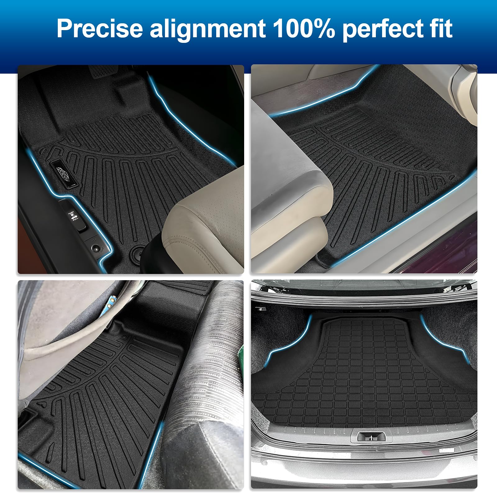 PELEUS Floor Mats for Toyota 4Runner 2003-2009 (4th Gen), All Weather Custom Fit Car Mats & Cargo Liner Set, Odorless TPE Heavy Duty Protection Accessories, Black (Only 5-Seat Models)