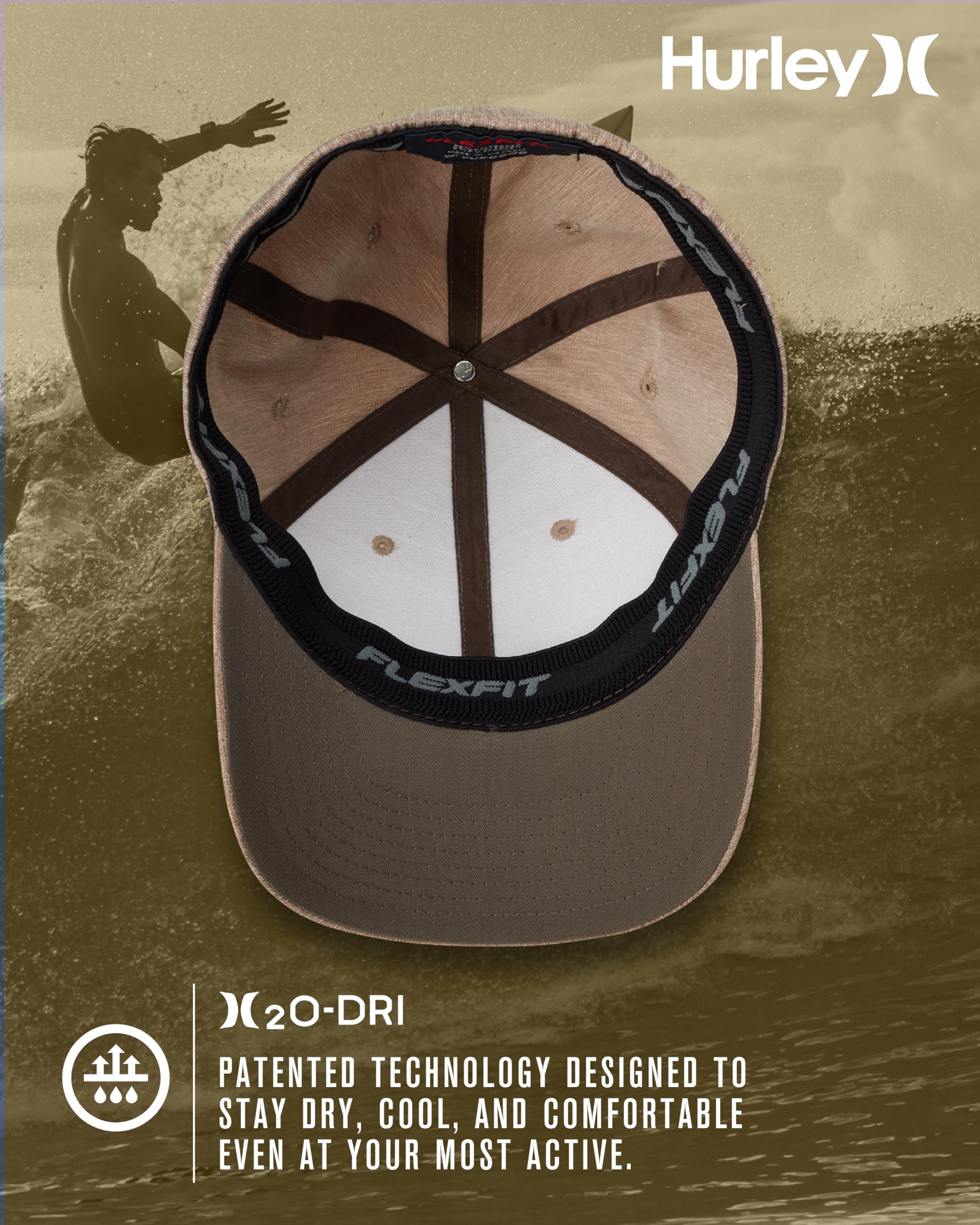 Hurley mens One & Only Corp Flexfit Perma Curve Bill Baseball Hat