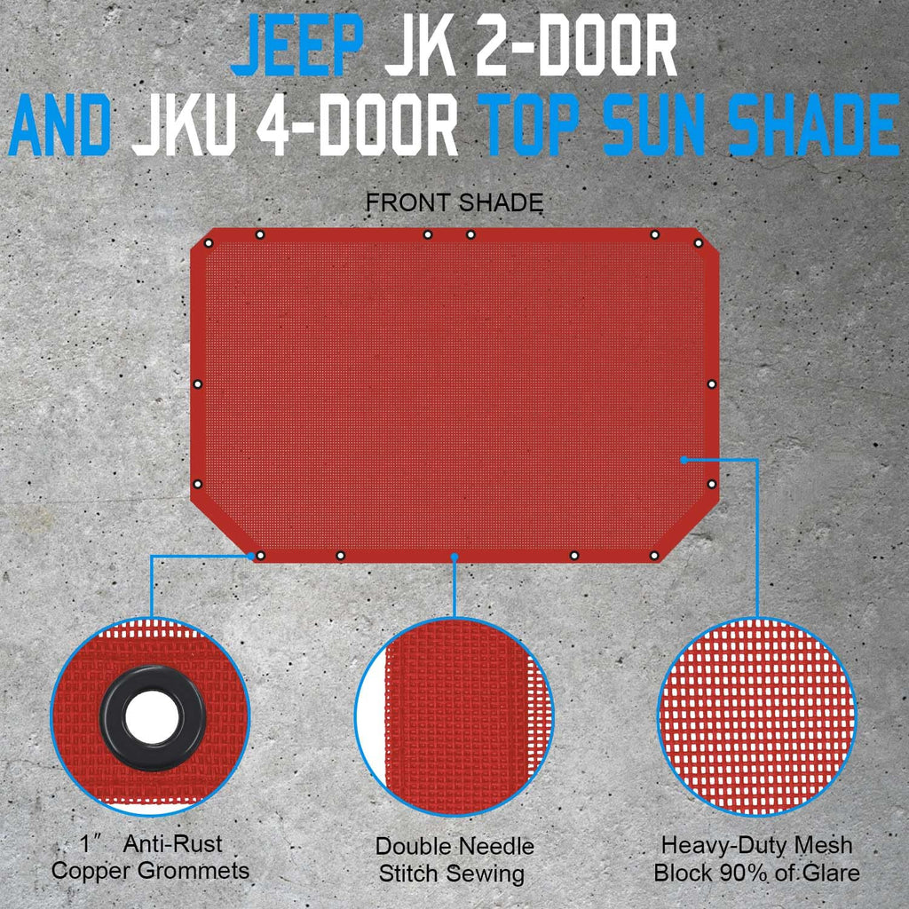 JT Top Sun Shade Roof Compatible with Jeep Gladiator 4 Door 2018 to 2023 Sunshade Sunroof Bikini Cover Blocks UV Wind Noise Black Mesh for Front and Rear 2 pcs