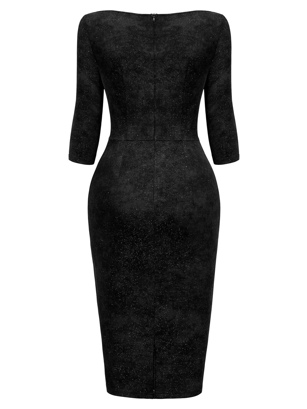 MIUSOL Women's Retro Ruffle Style 3/4 Sleeve Sparkly Cocktail Dress