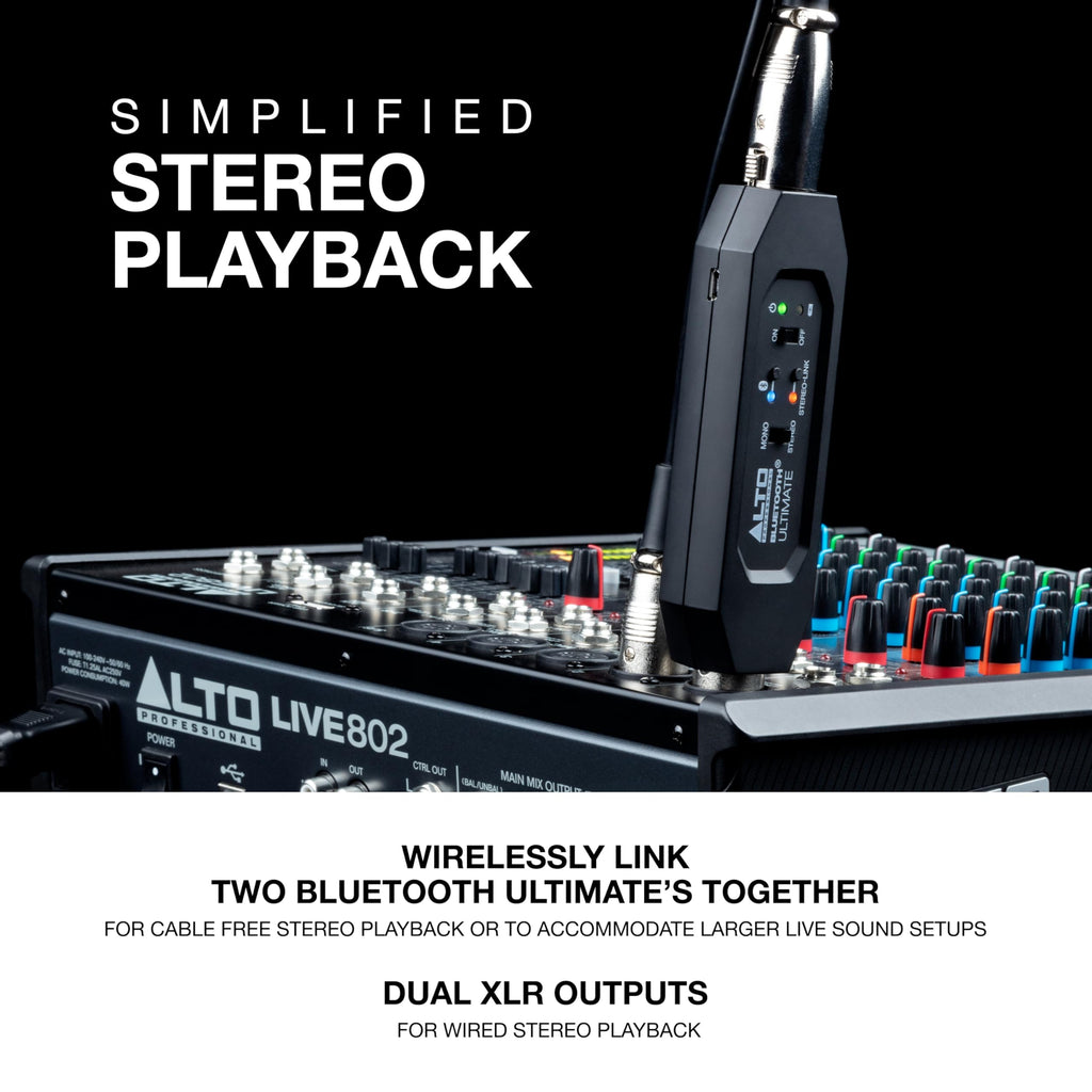 ALTO Bluetooth Total 2 XLR Equipped Rechargeable Bluetooth Receiver for Mixing Desk Audio Mixer Setups and Active PA Systems