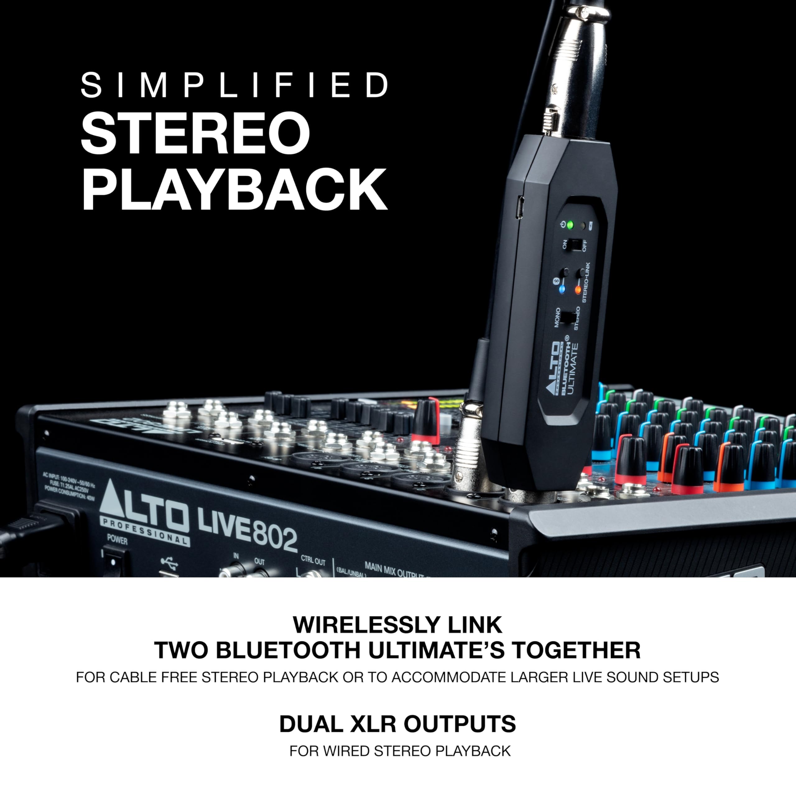 ALTO Bluetooth Total 2 XLR Equipped Rechargeable Bluetooth Receiver for Mixing Desk Audio Mixer Setups and Active PA Systems
