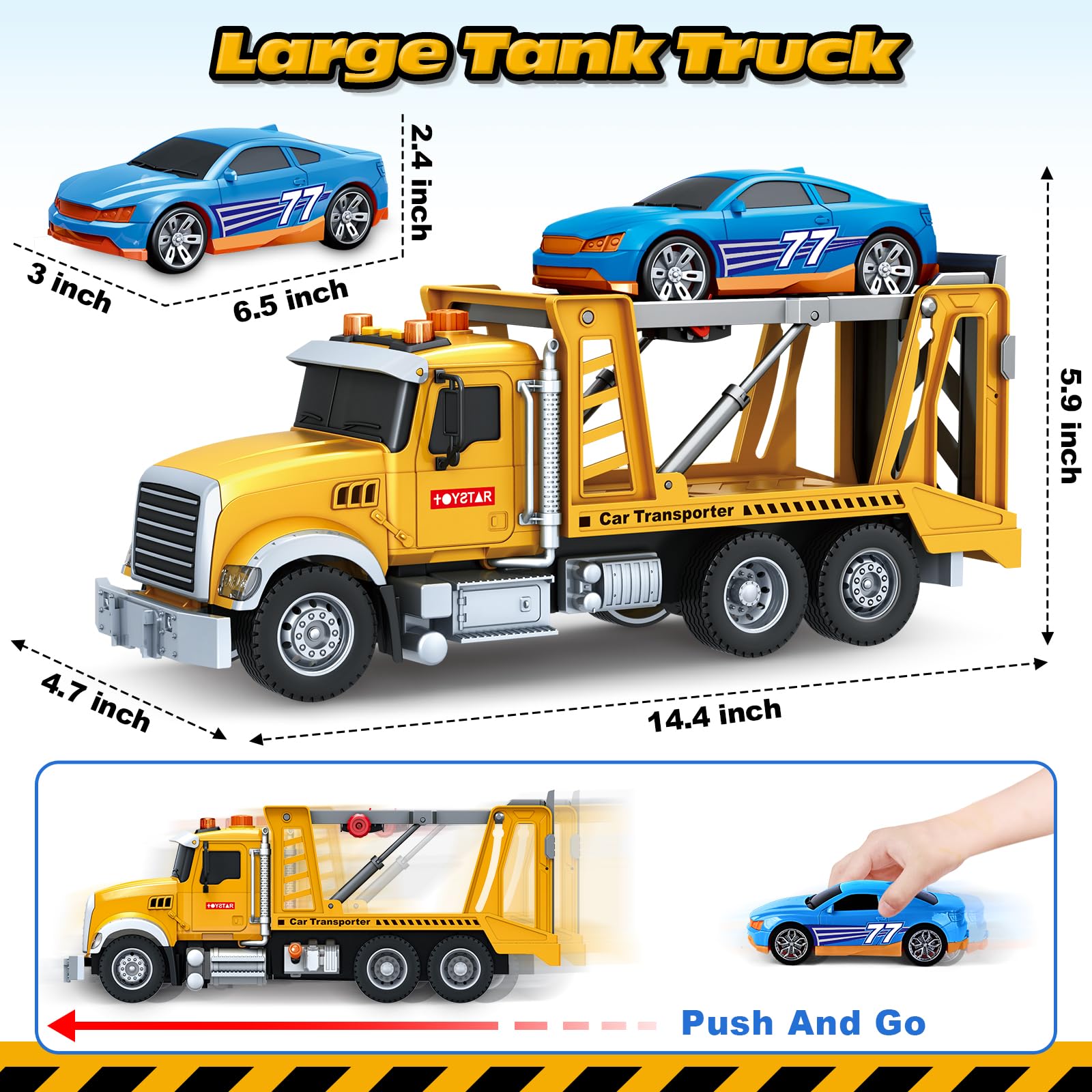 Bstoyder Kids Toys for 3 4 5 6 7 8 Years Old Boys, 15" Crane Truck Toy with Lights, Sounds, Toddler Friction Powered Truck Vehicle Toy for Boys Girls Birthday Gifts