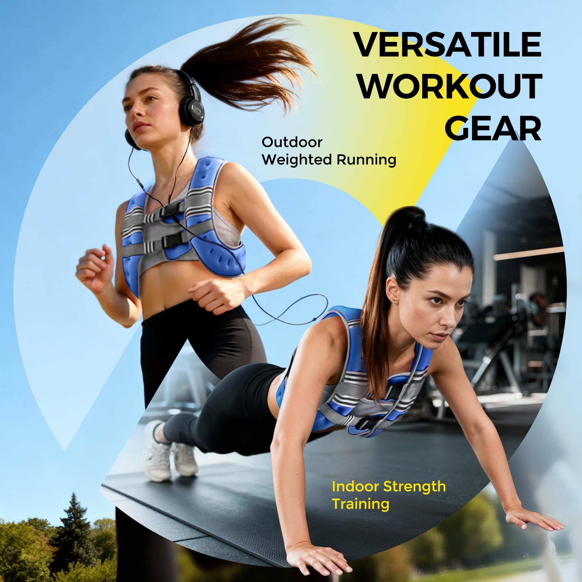 PACEARTH Weighted Vest,6lb/8lb/10lb/12lb/16lb/20lb/25lb/30lb Weight Vest with Reflective Stripe, Body Weight Vests for Women, Men, Weight Loss Workout, Strength Training, Running, Walking, Jogging