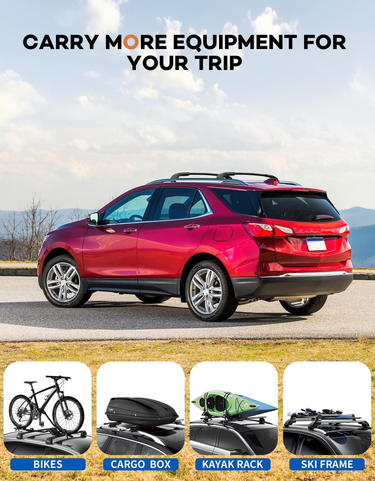 Wonderdriver Roof Rack Cross Bars 300lbs Compatible with Cadillac XT4 2019-2025,Heavy Duty All-Metal Aluminum Roof Rails Crossbars Cargo Canoe Black Rooftop Cargo Carrier Luggage.