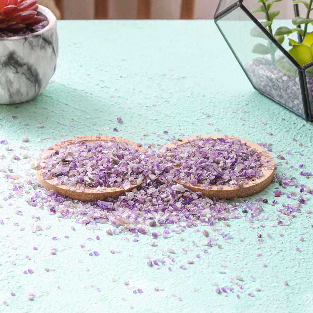 T4U Crystal Chips Stone Crushed Quartz Glass 0.5LB - Fluorite Tumbled Gravel Small Decorative Pebbles Bulk, Mini Polished Rocks Pieces for Crafts, Vases Filler, Succulent Plants, Aquarium Gravel Rocks