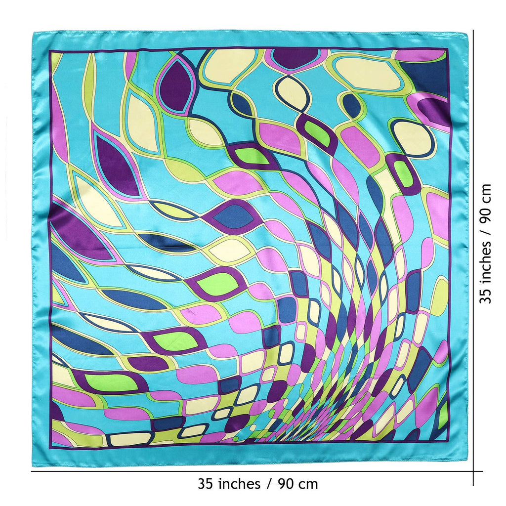 AWAYTR 35” Large Satin Square Head Scarf - 2Pcs Silk Like Floral Head Scarves Square Satin Hair Scarf Bandanas for Women