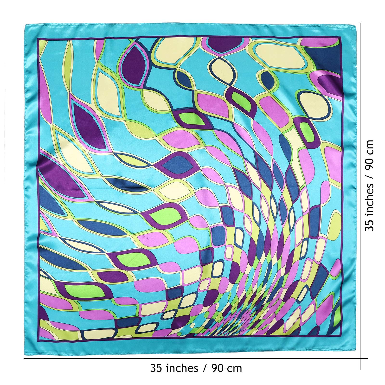 AWAYTR 35” Large Satin Square Head Scarf - 2Pcs Silk Like Floral Head Scarves Square Satin Hair Scarf Bandanas for Women