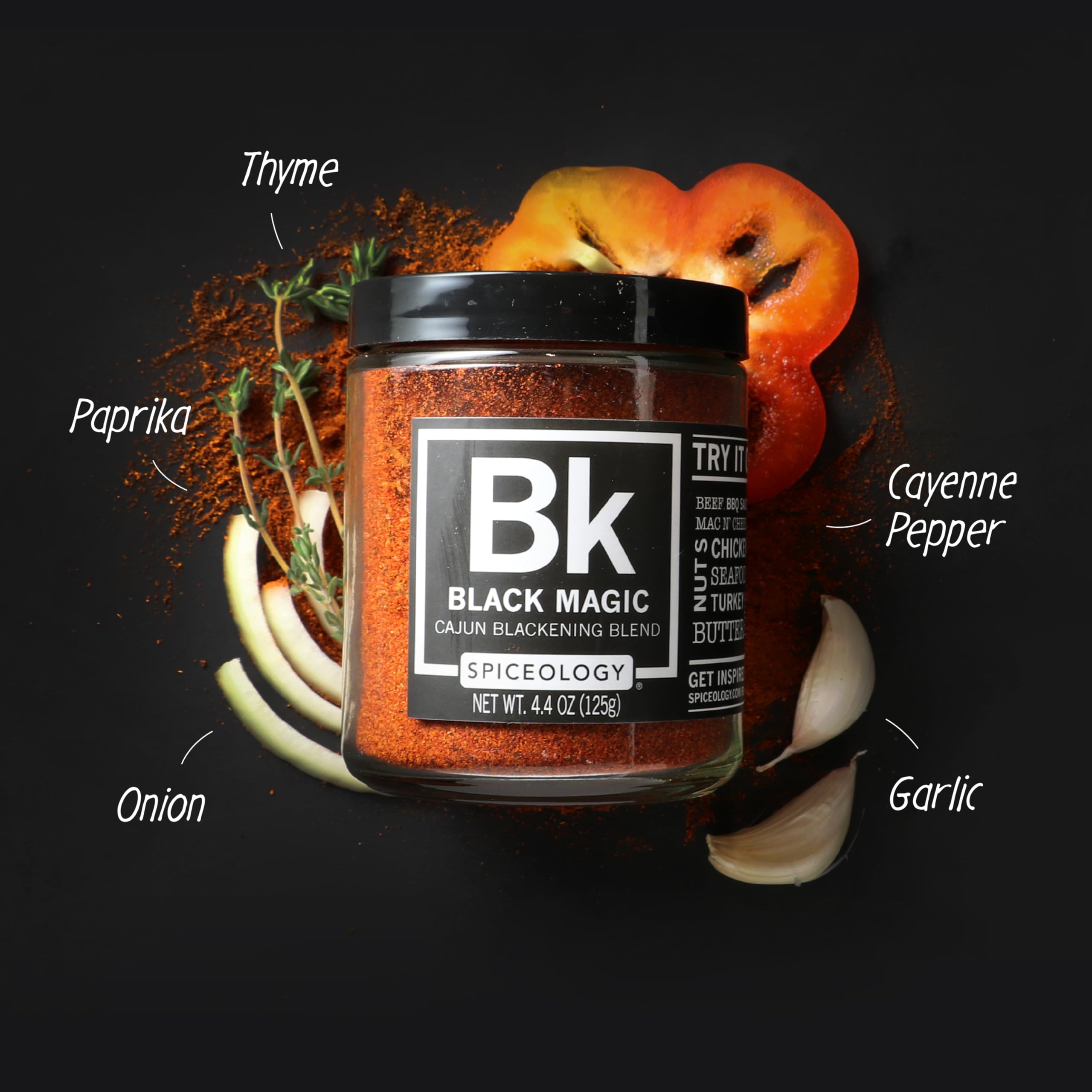 Spiceology – Black Magic Cajun Blackening Seasoning – Bold & Savory Spice Blend for Chicken, Fish, Turkey, and More – Versatile Dry Rub – 4.4 oz