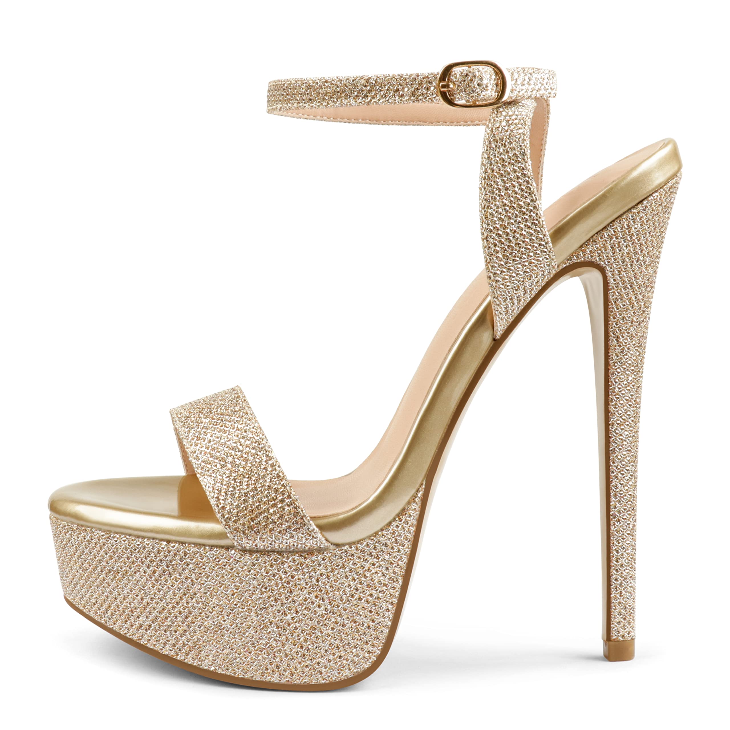 MERUMOTE Women's Platform Heels Sky High Heel Sandals Party Bridal Evening Shoes