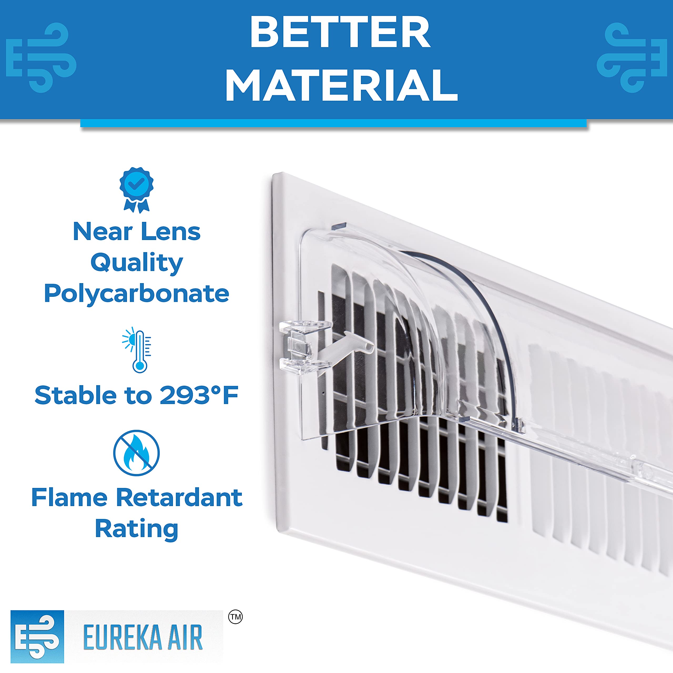Eureka Air Vent Deflector - Redirect Airflow - Fits 10" to 14" Wide Floor, Wall, Ceiling Vent Registers - Multi-Surface Use - Strong Neodymium Magnets and 3M Adhesive Tabs Included - 2-Pack