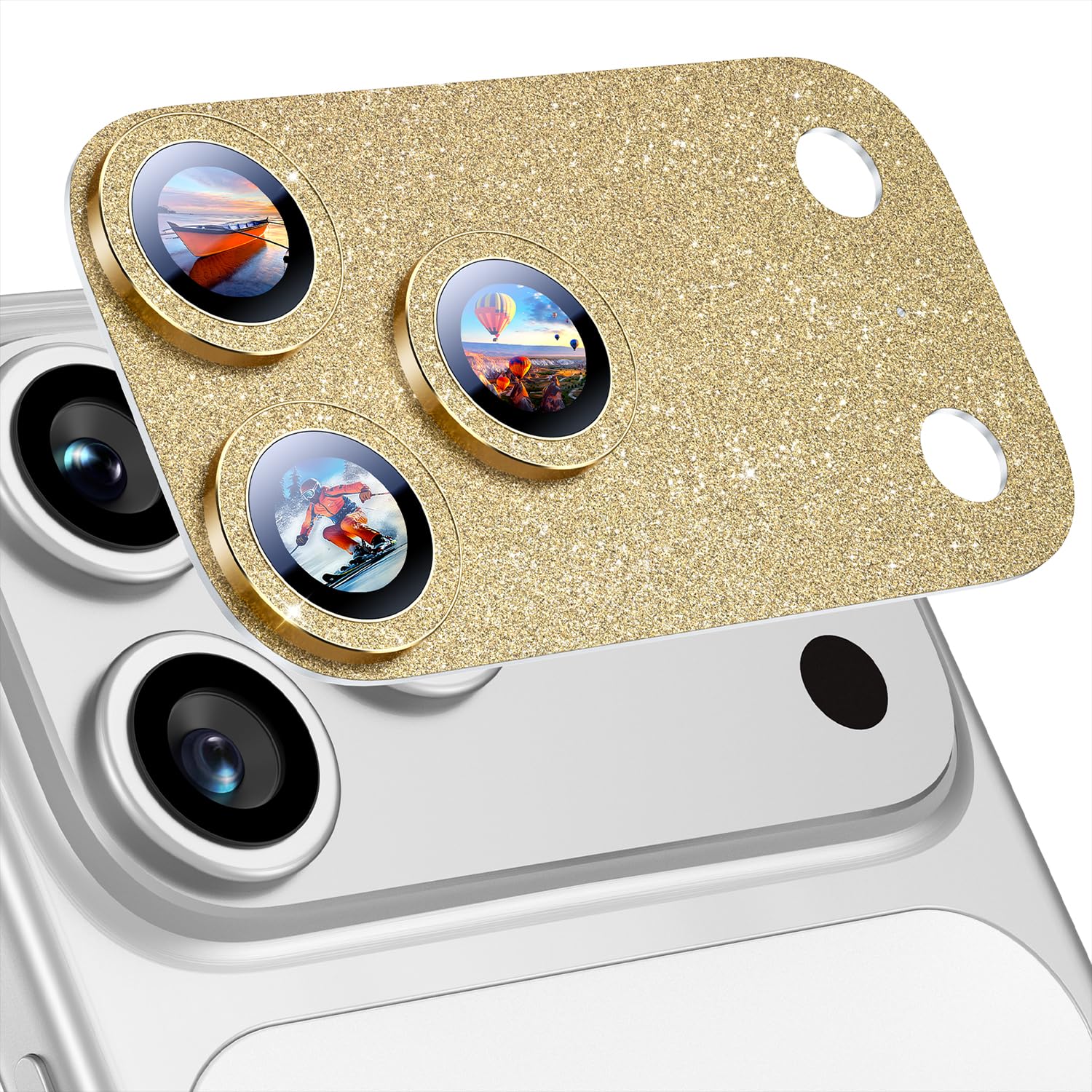 Uyiton Compatible with iPhone 17 Camera Lens Protector - [Not Easy to Break][Strong Adsorption][Case-Friendly] Metal Tempered Glass Rear Camera Screen Cover - Black
