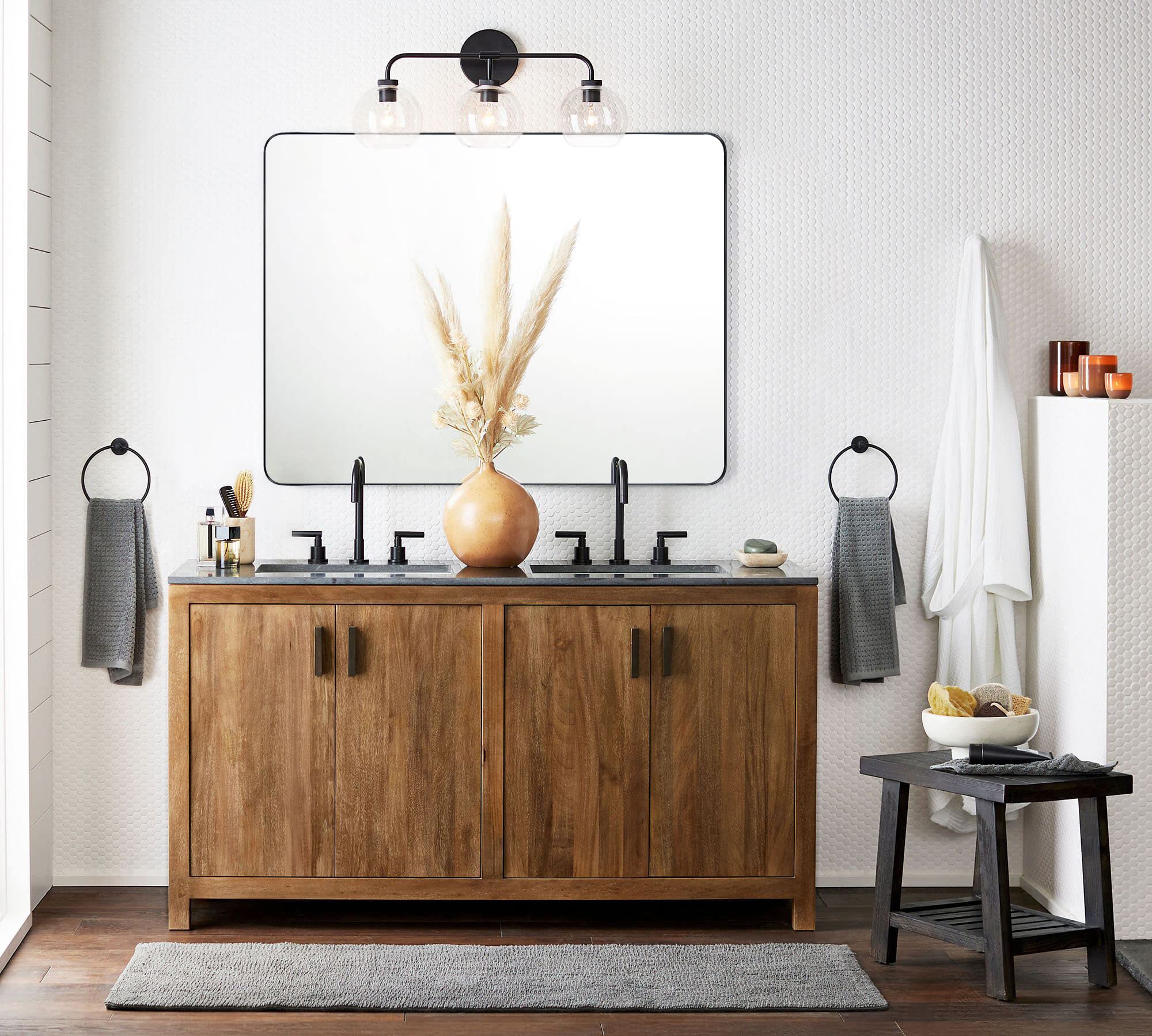 GRACTO 20x30 inch Brushed Nickel Stainless Steel Metal Framed Bathroom Mirror for Wall Mounted Rounded Rectangular Bathroom Vanity Mirror