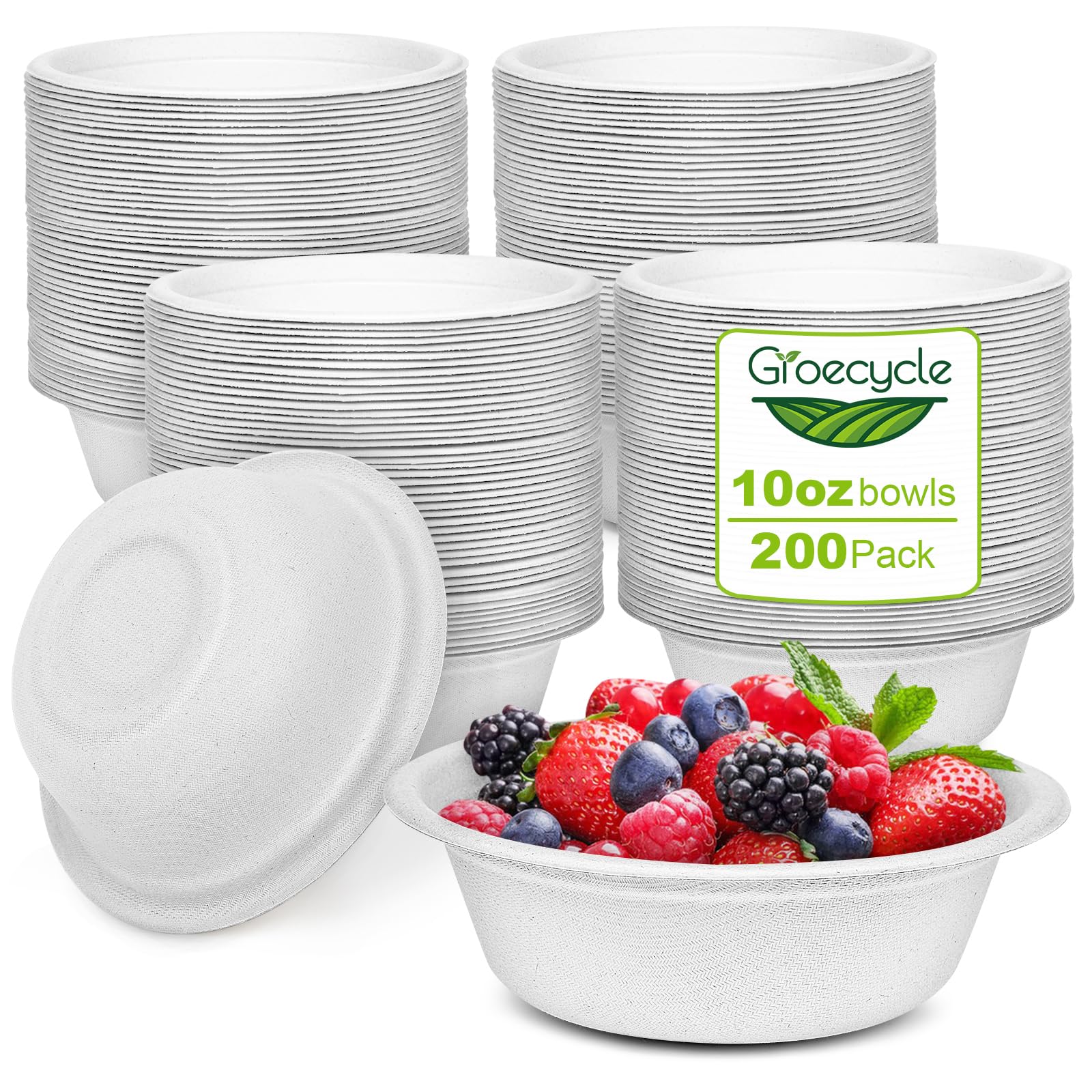 4 oz Small Paper Bowls, 100 Pack Compostable Bagasse Fiber Bowls, Microwavable for Condiments, Sauce, Ice Cream