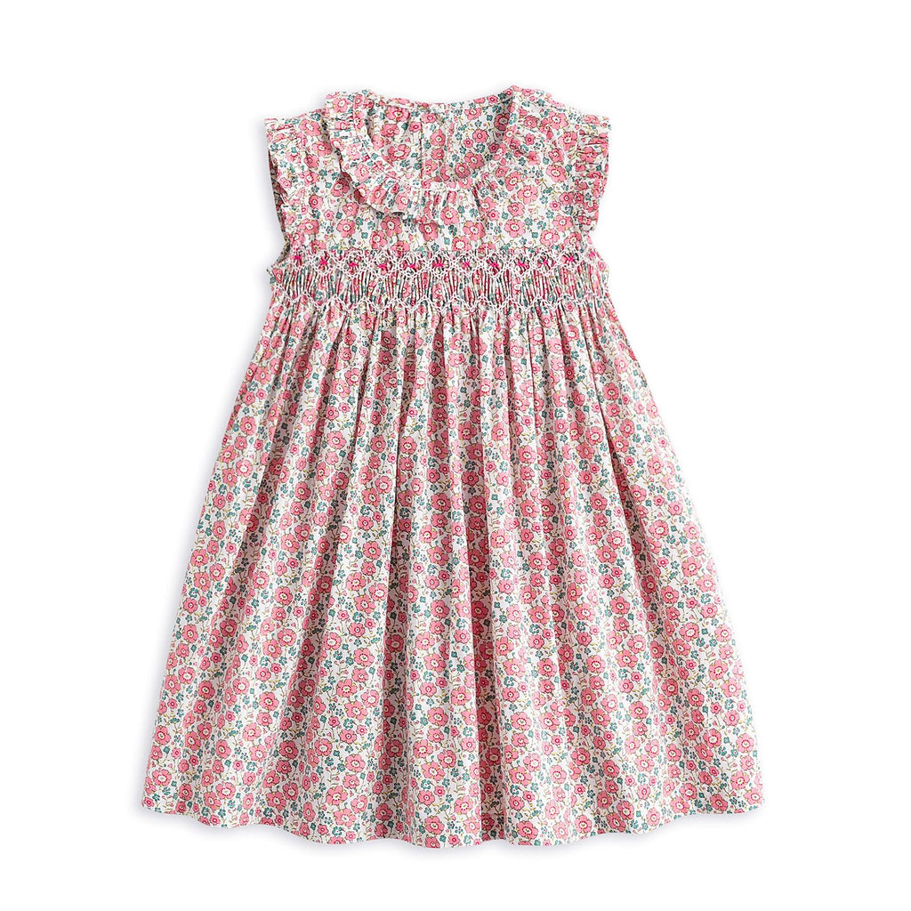 Simplee kids Baby Girl Smocked Dress Summer Casual Short Sleeve Dresses Floral Print Sundress Princess Dress for Toddlers