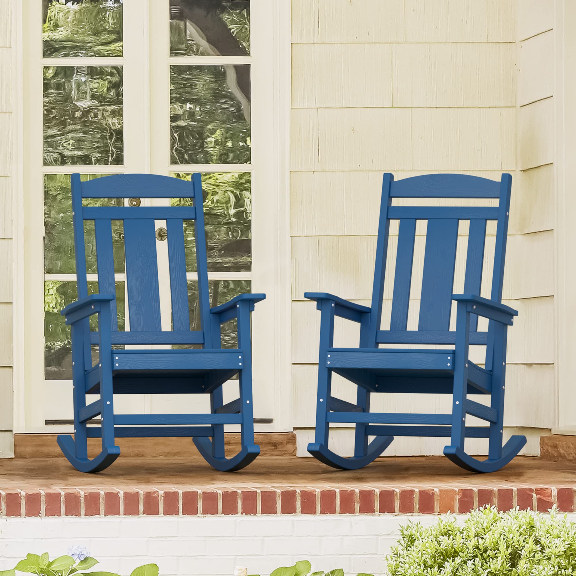 LUE BONA Rocking Chair Outdoor, Weather Resistant HDPS Plastic Rocker Chairs, 350lb Heavy Duty, Oversized Porch Rocker for Adult, High Back Smooth Rocking Chairs for Outdoor & Indoor, Aruba Blue