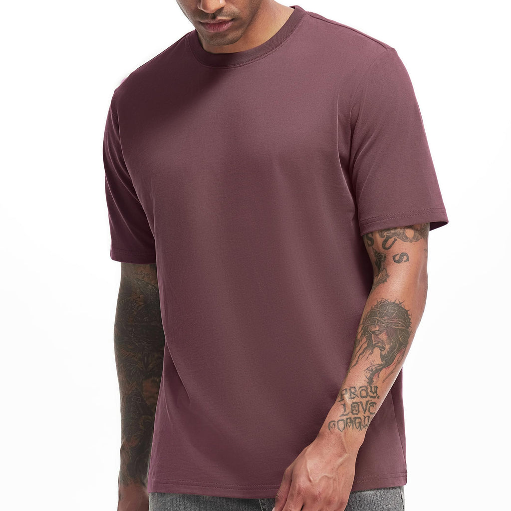 VEIISAR Men's Heavy Weight Crew Neck T-Shirt Mens Premium Cotton Tee - Pre Shrunk S-3XL