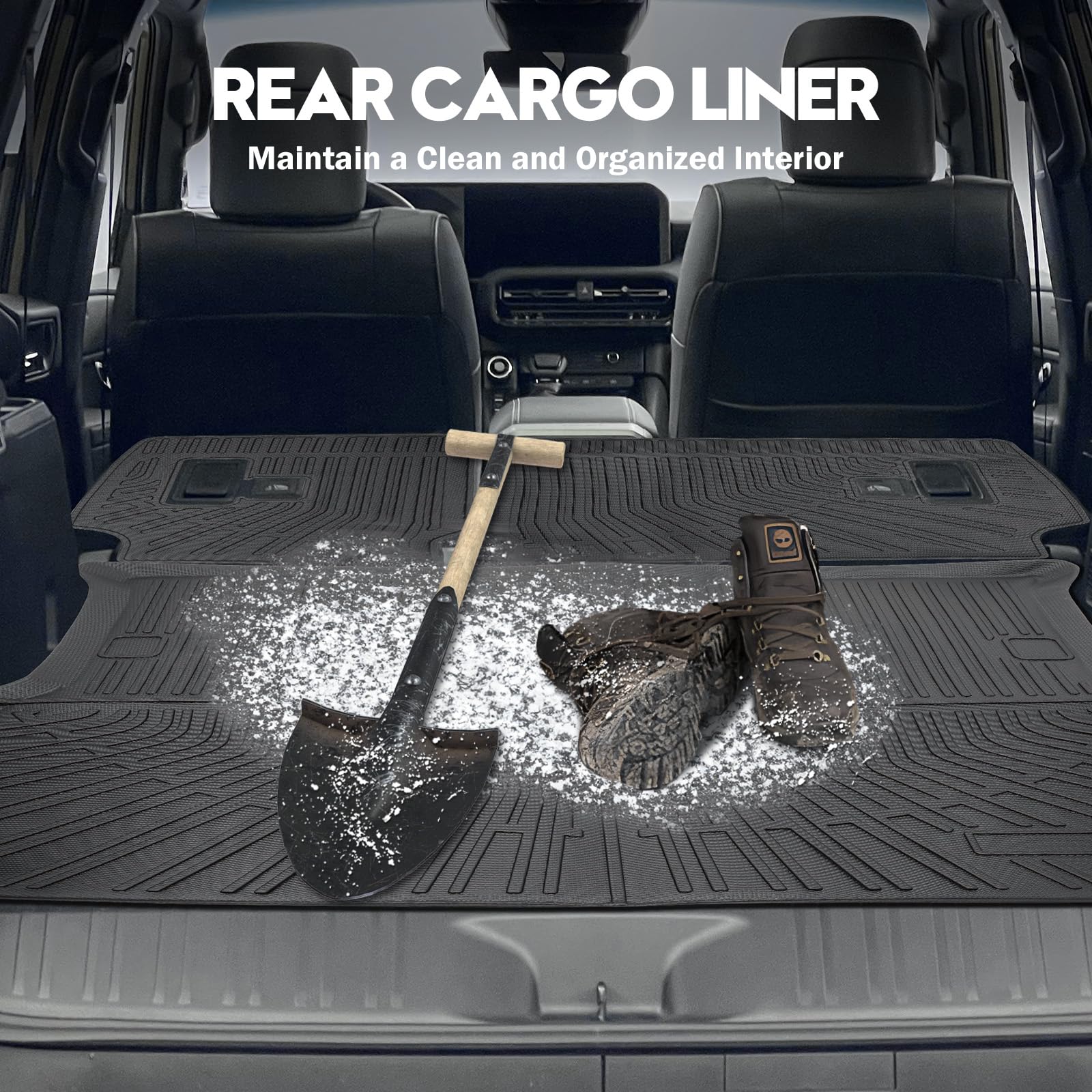 KUST Floor Mats & Trunk Cargo Mat for Toyota RAV4 2019-2025, All Weather Rear Trunk Cargo Liner for RAV4 Accessories TPE Rubber Raised Edge 4PCS