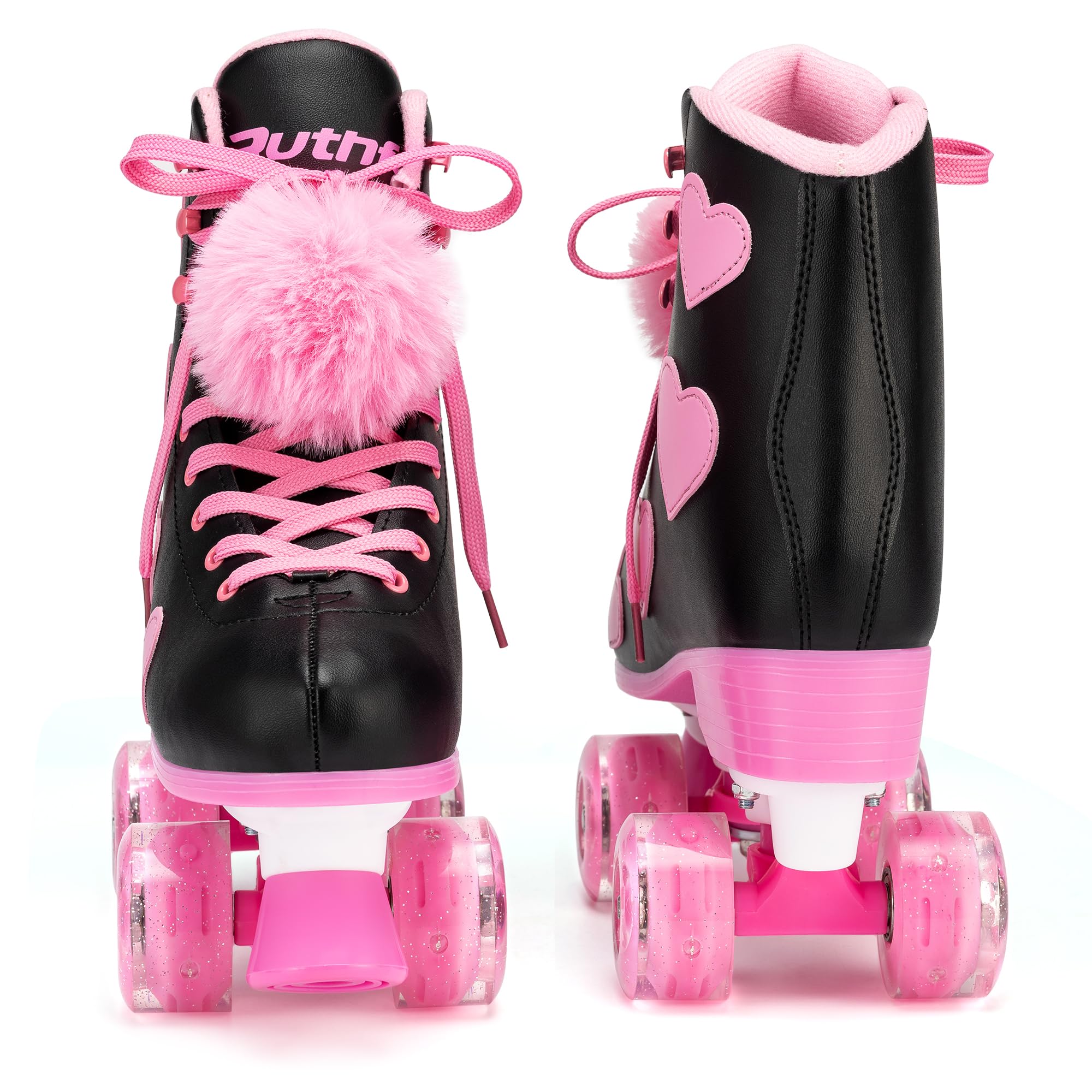Ruthfot Women's and Girl's Classic Roller Skates with Light up Wheels and Love Heart Pattern, High-top PU Leather Rollerskates…
