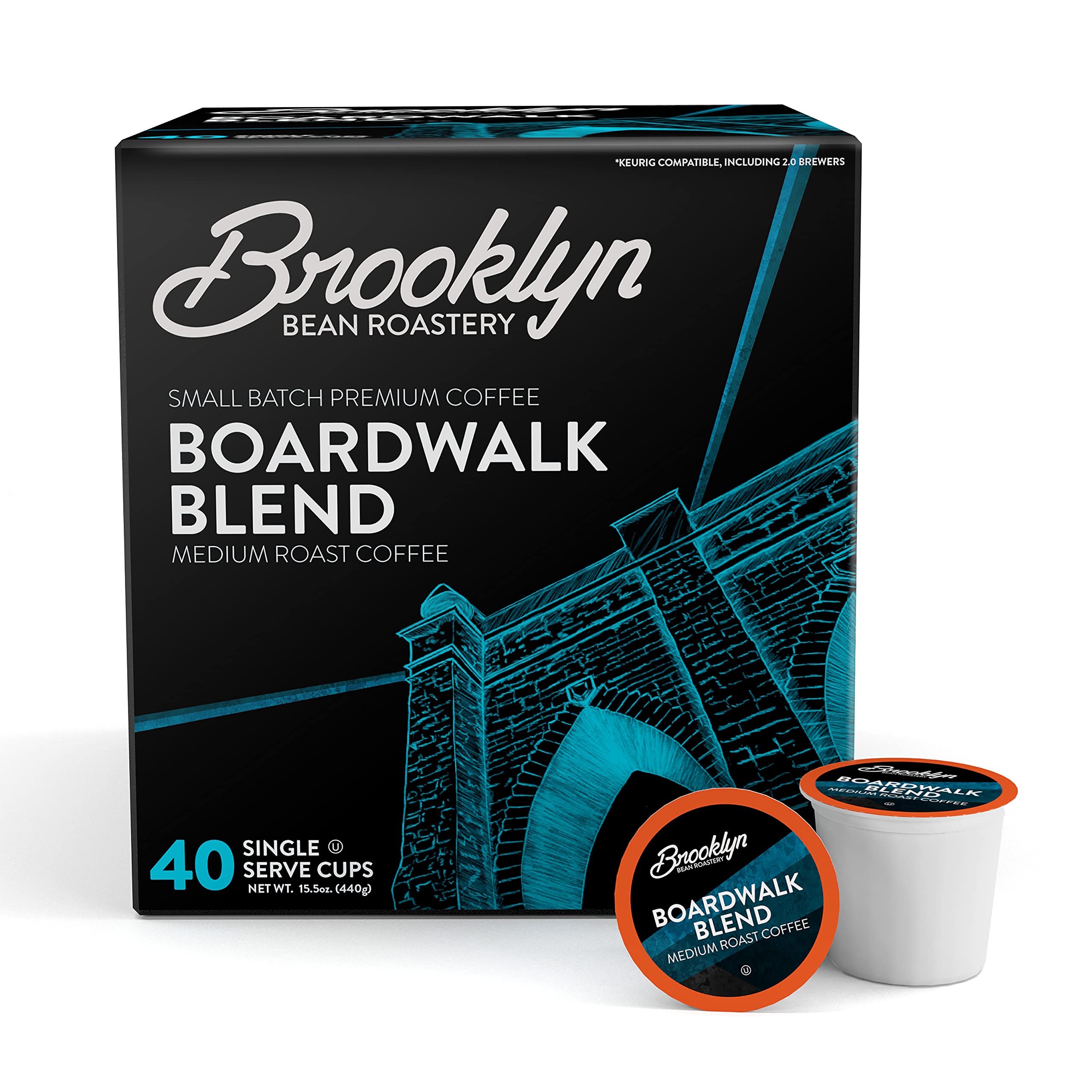 Brooklyn Beans Coffee Pods, Medium Roast Gourmet Variety Pack - Compatible with Keurig K Cup Brewers Including 2.0 Machines, 40 Count