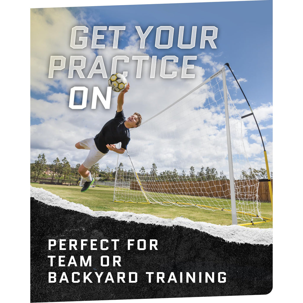 SKLZ Quickster Soccer Goal - Portable Goal for Backyard & Field - Durable Tension-Tite Frame & Heavy Gauge 2-Ply Net - Adjustable Click-Lock Poles, Metal Stakes - Carrying Case with Handle