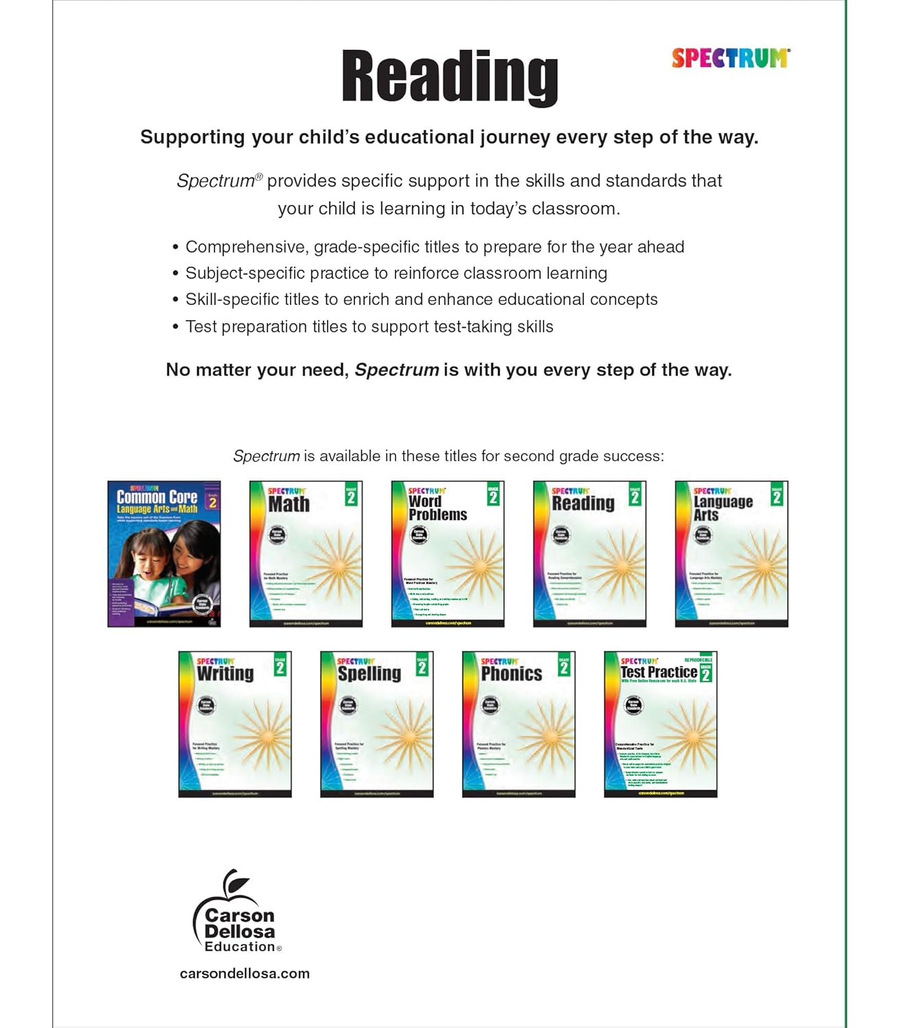 Spectrum 2nd Grade Reading Comprehension Workbooks, Spectrum Grade 2 Nonfiction and Fiction Reading Comprehension, Story Structure, Main Ideas, and Critical Thinking Skills