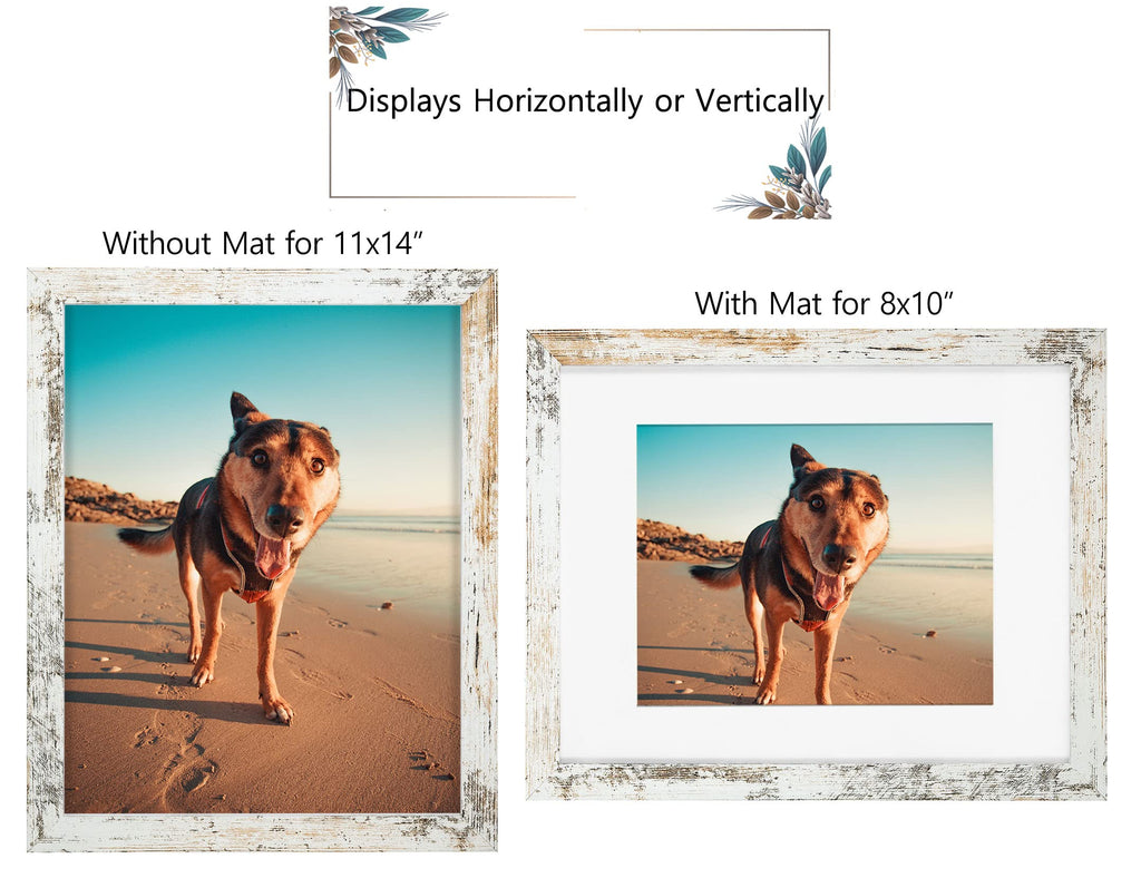 Califortree Black 11x14 Picture Frame - Display Photos 8x10 with Mat or 11x14 Without Mat - HD Glass Inside, Set of 2