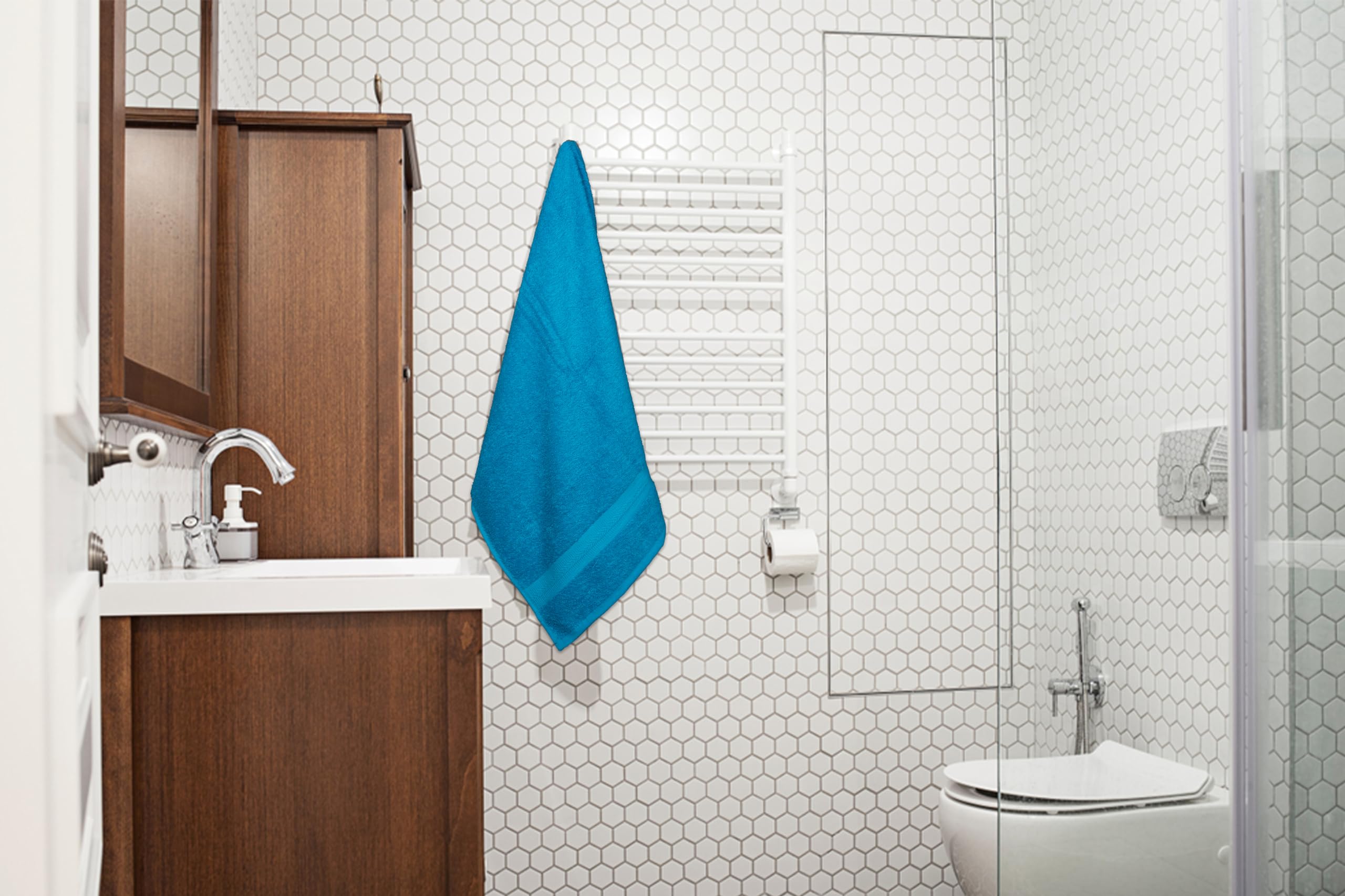 Medium Bath Towels Pack of 6 – 24x48 Inches – Soft, Quick Dry & Highly Absorbent – 100% Cotton Towels for Bathroom, Spa, Gym & Hotel – Aqua Blue