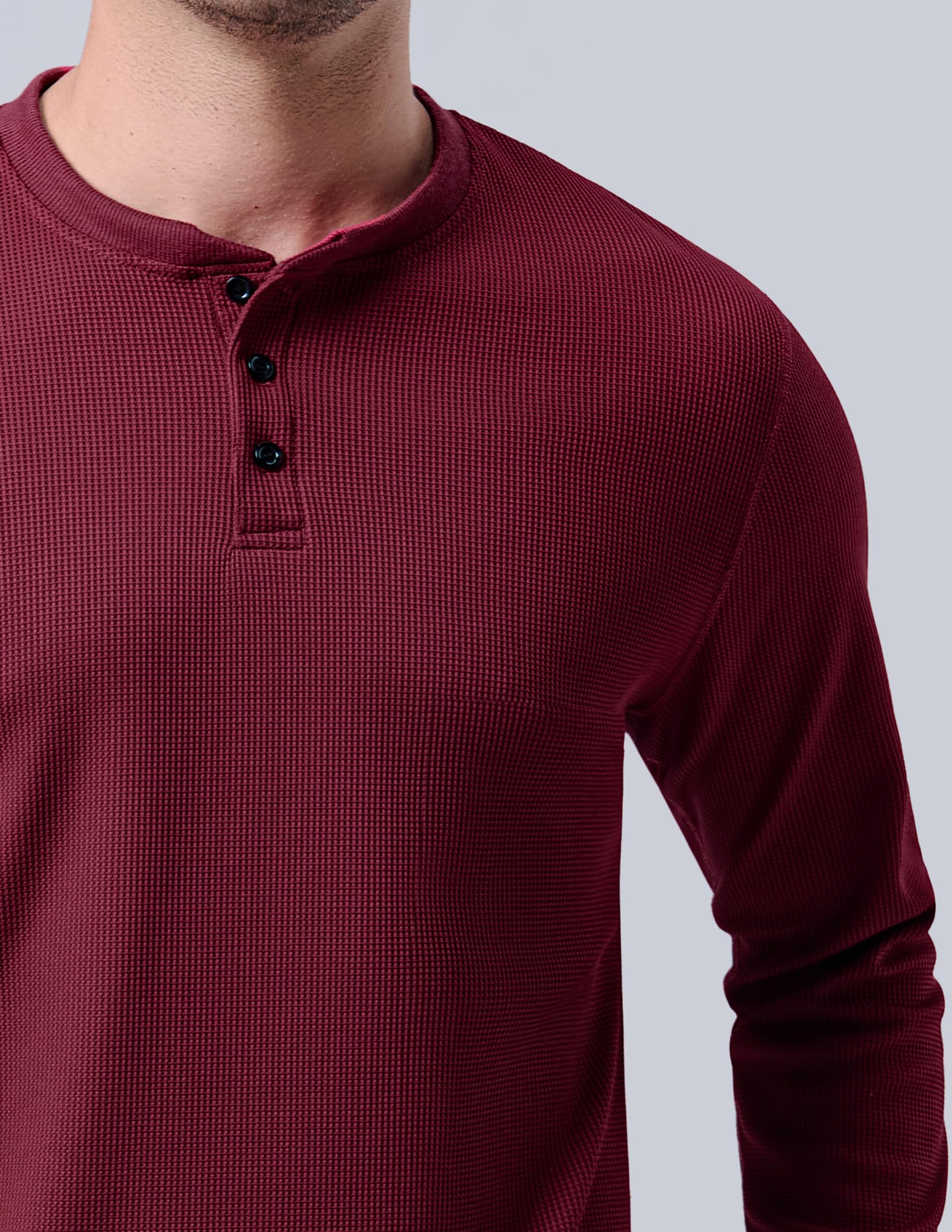 Liberty Pro 3 Pack Mens Waffle Henley Thermal Long Sleeve Shirts, Casual Fitted Fall Shirts for Men