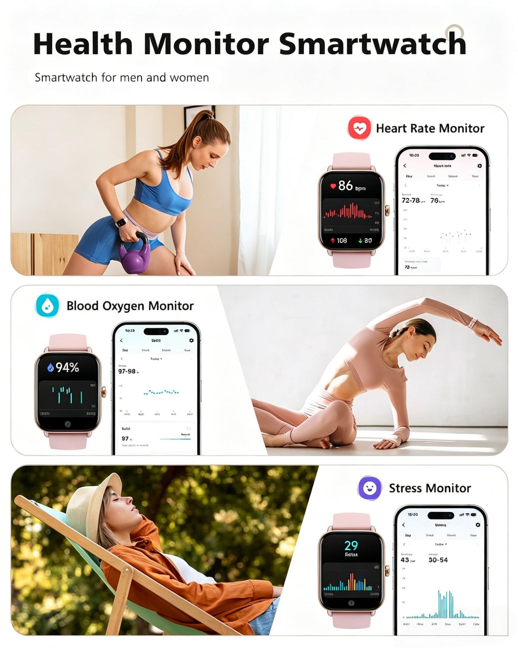 Quican Smart Watches for Women, Compatible for iPhone and Android Phones, Calling, Heart Rate/Sleep Monitor, Alexa, 1.8" Fitness Tracker Watch, Waterproof, Gifts for Women, Silicone Band, Baby Pink