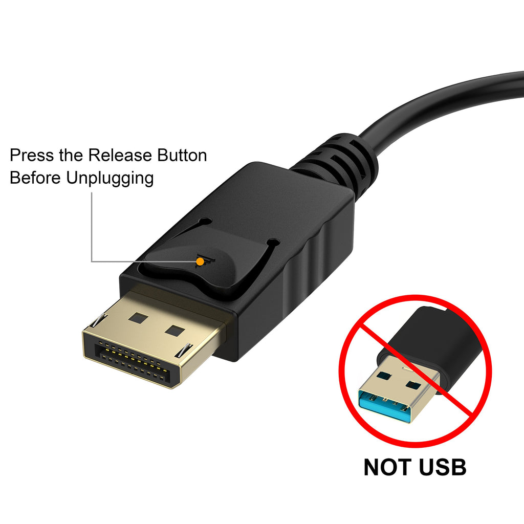 Moread DisplayPort (DP) to VGA Adapter, Gold-Plated Display Port to VGA Adapter (Male to Female) Compatible with Computer, Desktop, Laptop, PC, Monitor, Projector, HDTV - Black