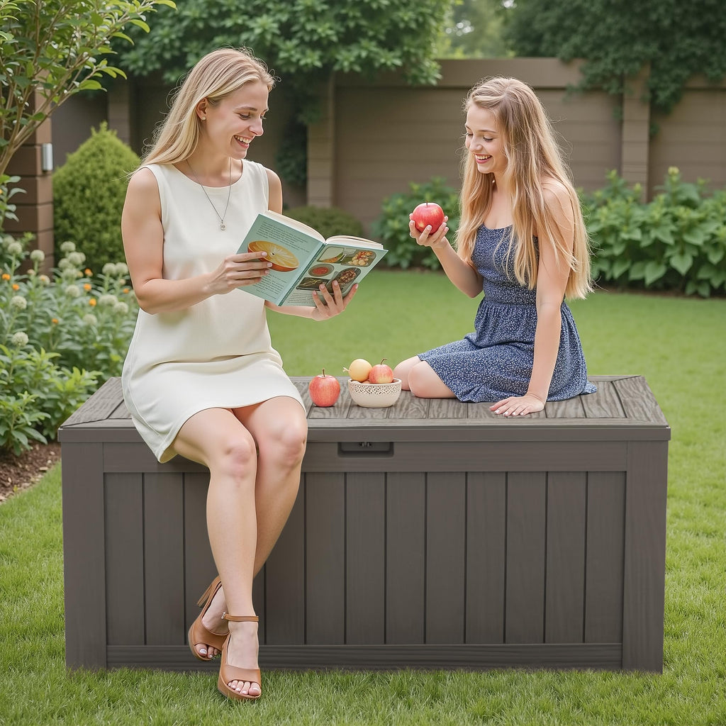 Flamaker Deck Box 30 Gallon, Waterproof Resin Small Storage Box with Lid, Outdoor Patio Furniture Cushion Garden Tool Organizer, Lockable Package Delivery Box for Porch Balcony (Black)