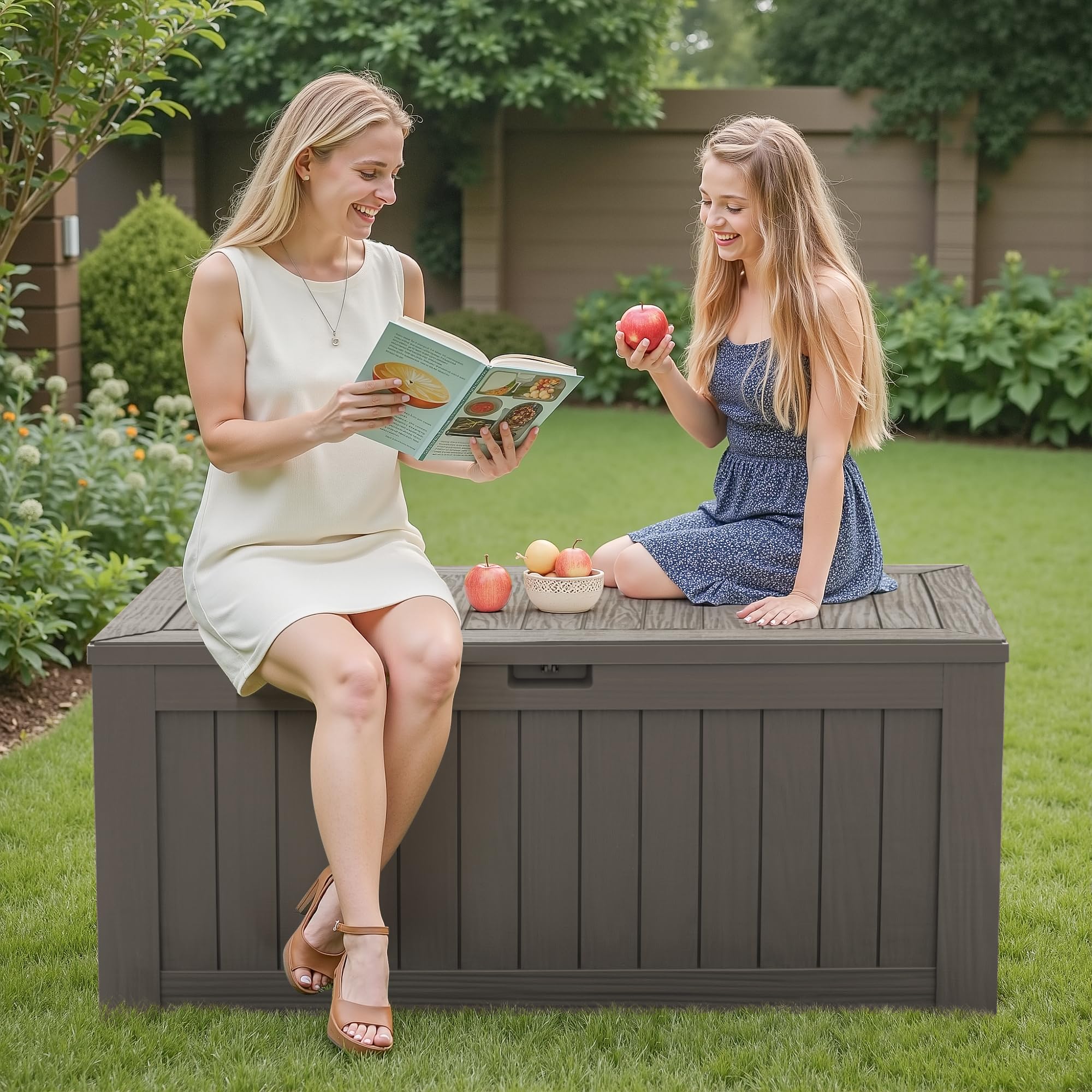 Flamaker Deck Box 30 Gallon, Waterproof Resin Small Storage Box with Lid, Outdoor Patio Furniture Cushion Garden Tool Organizer, Lockable Package Delivery Box for Porch Balcony (Black)