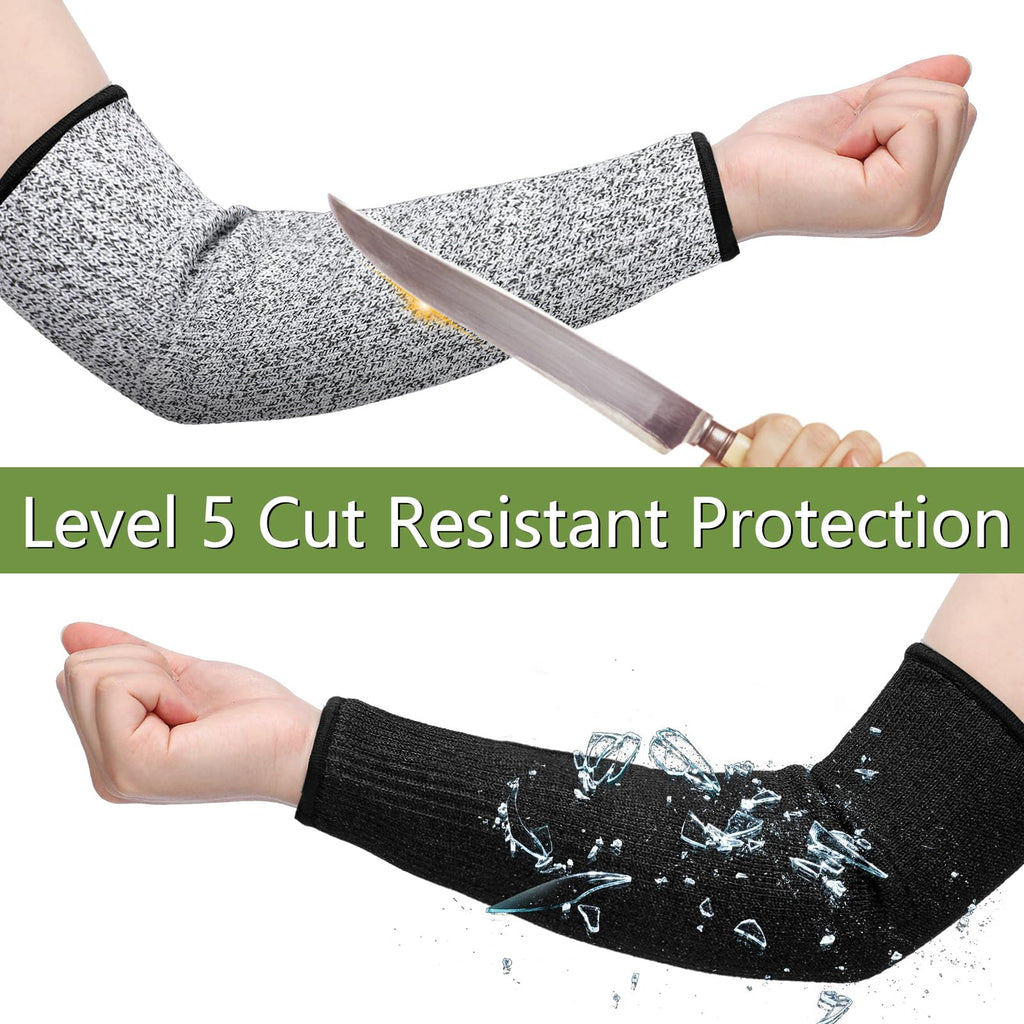Sintege 3 Pairs Arm Protectors for Thin Skin and Bruising Cut Resistant Forearm Sleeve Level 5 Arm Burn Protection Sleeve (Black,7.9 Inch)