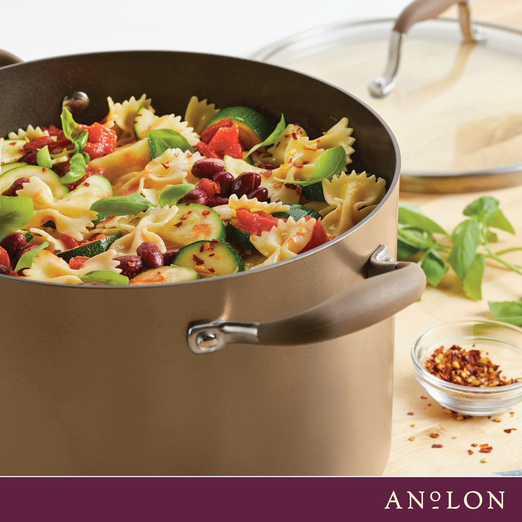 Anolon Advanced Home Hard Anodized Nonstick Sauce Pan/Saucepan with Straining and Lid, 2 Quart (2 Qt Straining Saucepan, Indigo)