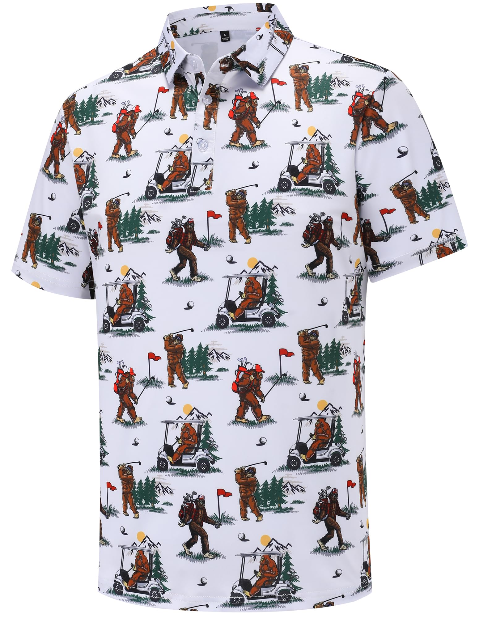 Men's Golf Polo Shirts Funny Golf Shirts for Men Performance Moisture Wicking Quick Dry Athletic Short Sleeve Shirts