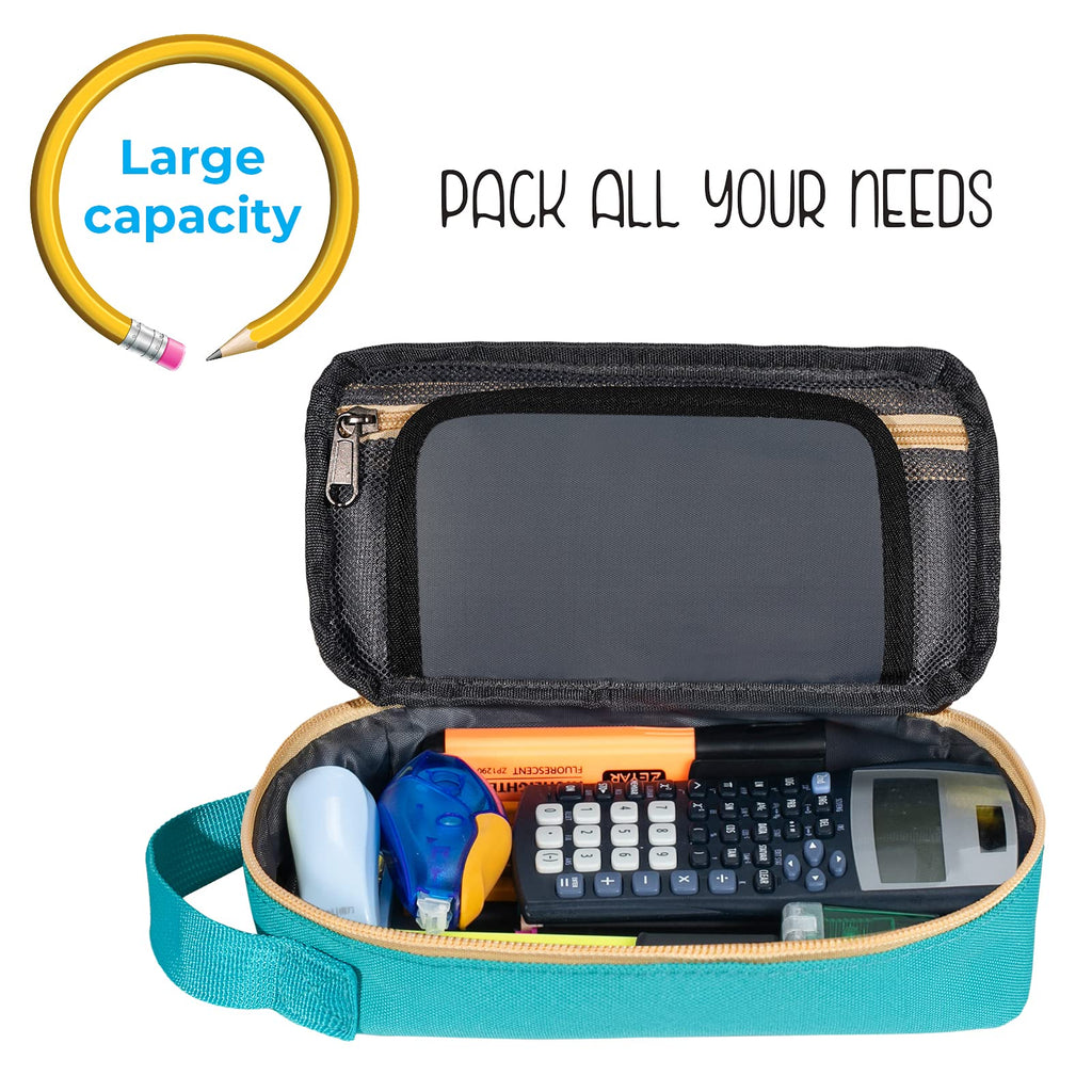 ECHSRT Large Pencil Case, Aesthetic Pen Pouch with Big Capacity, Minimalist Portable Stationery Bag with Handle for Office Organizer Aesthetic Pencil Cases