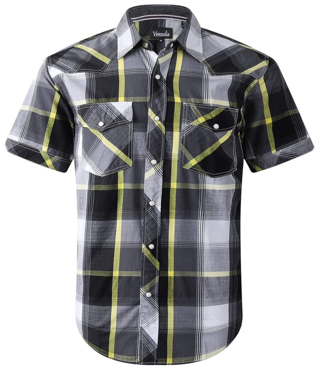 Men's Western Snap Casual Shirt Two Pocket Short Sleeve Shirt