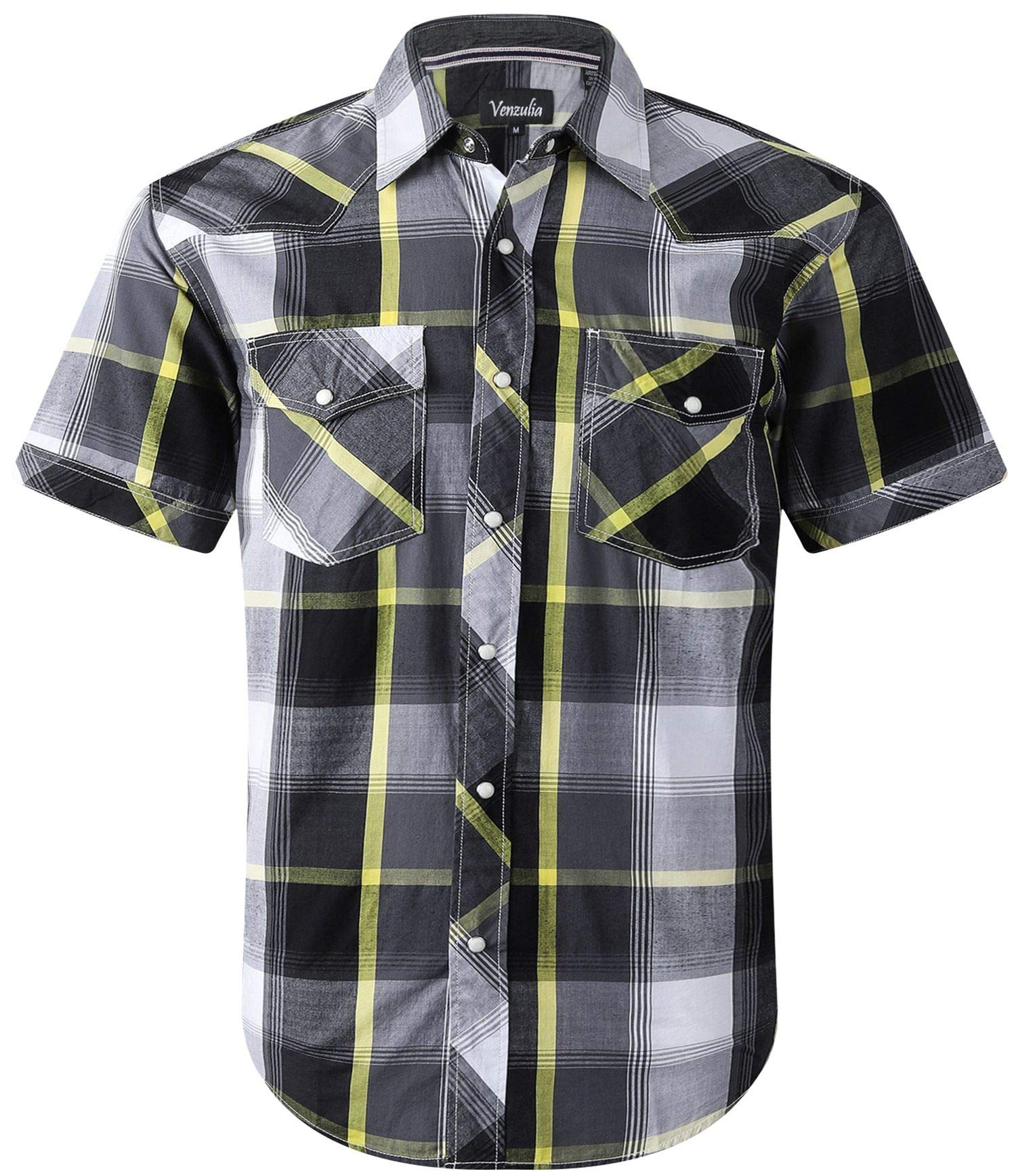 Men's Western Snap Casual Shirt Two Pocket Short Sleeve Shirt