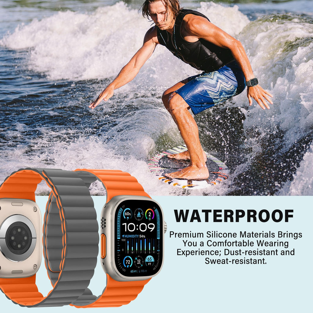 Bisikor Compatible with Apple Watch Band 49 46 45 44 42 41 40 38mm, Double Sided Wearable Silicone Magnetic Strap for iWatch Ultra SE Series 11 10 9 8 7 6 5 4 3 2 1 (38/40/41/42, Beige/Gray)