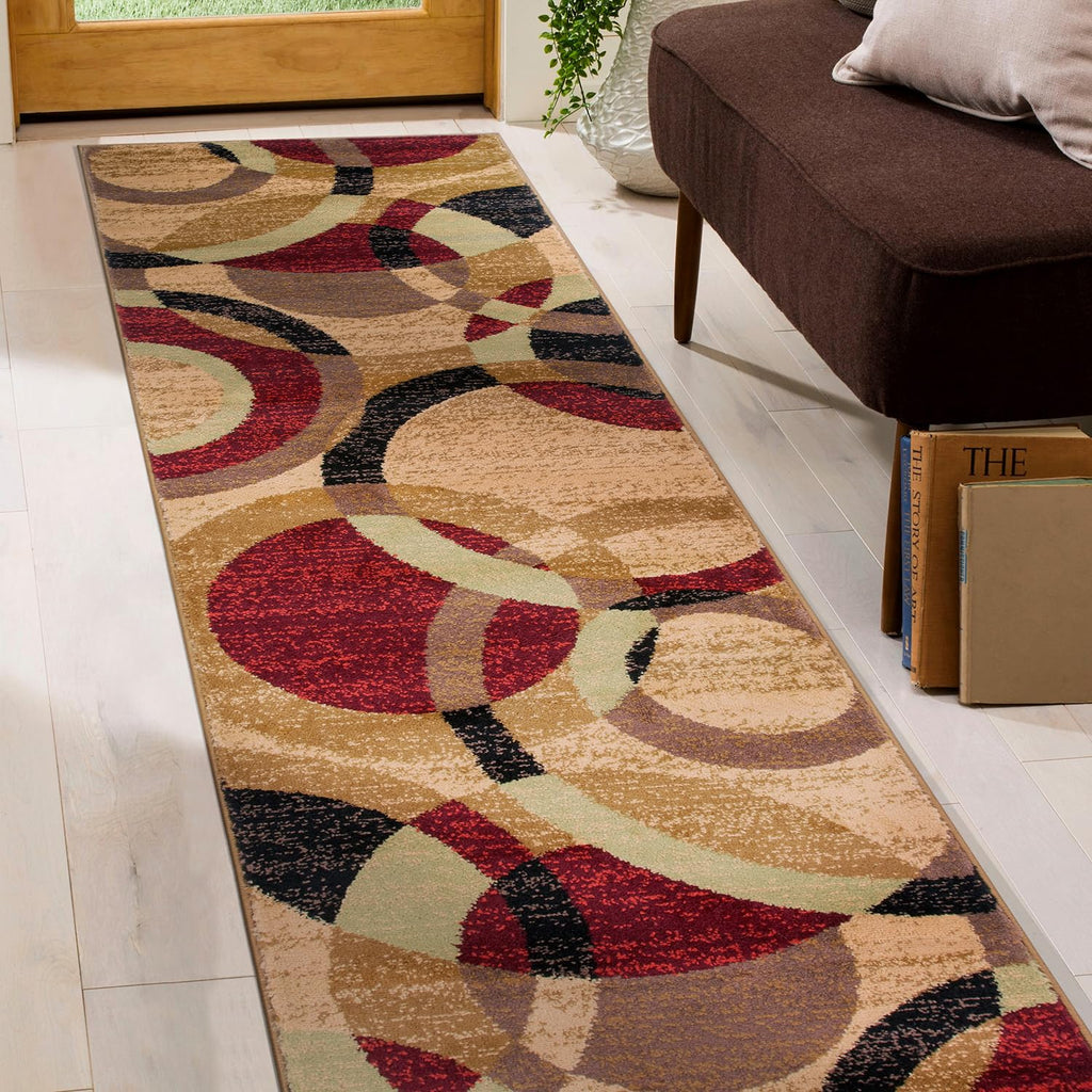Rugshop Contemporary Modern Circles Abstract Area Rug 2' x 3' Blue