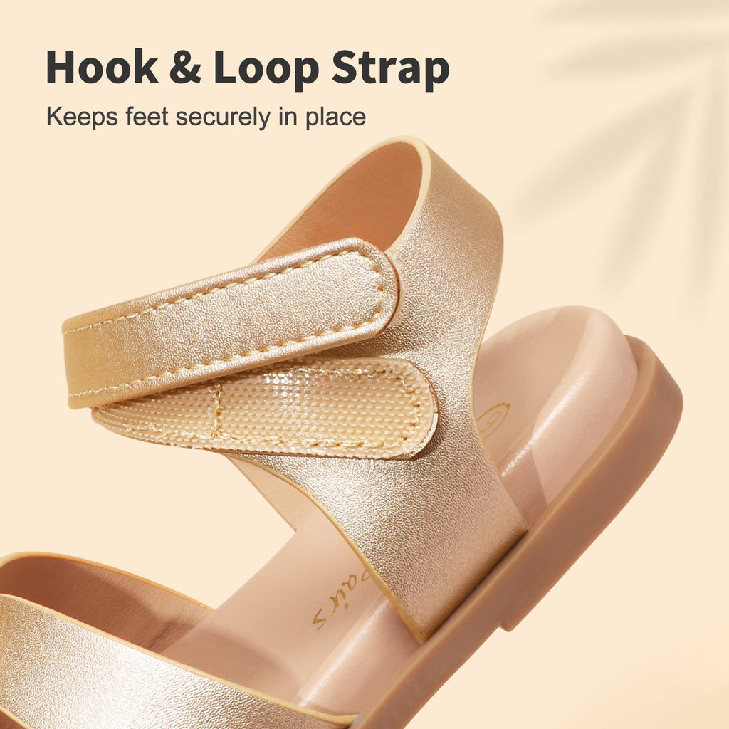 DREAM PAIRS Girls Sandals Open Toe Princess Flat Sandals Strappy Summer Shoes Toddler/Little Kid